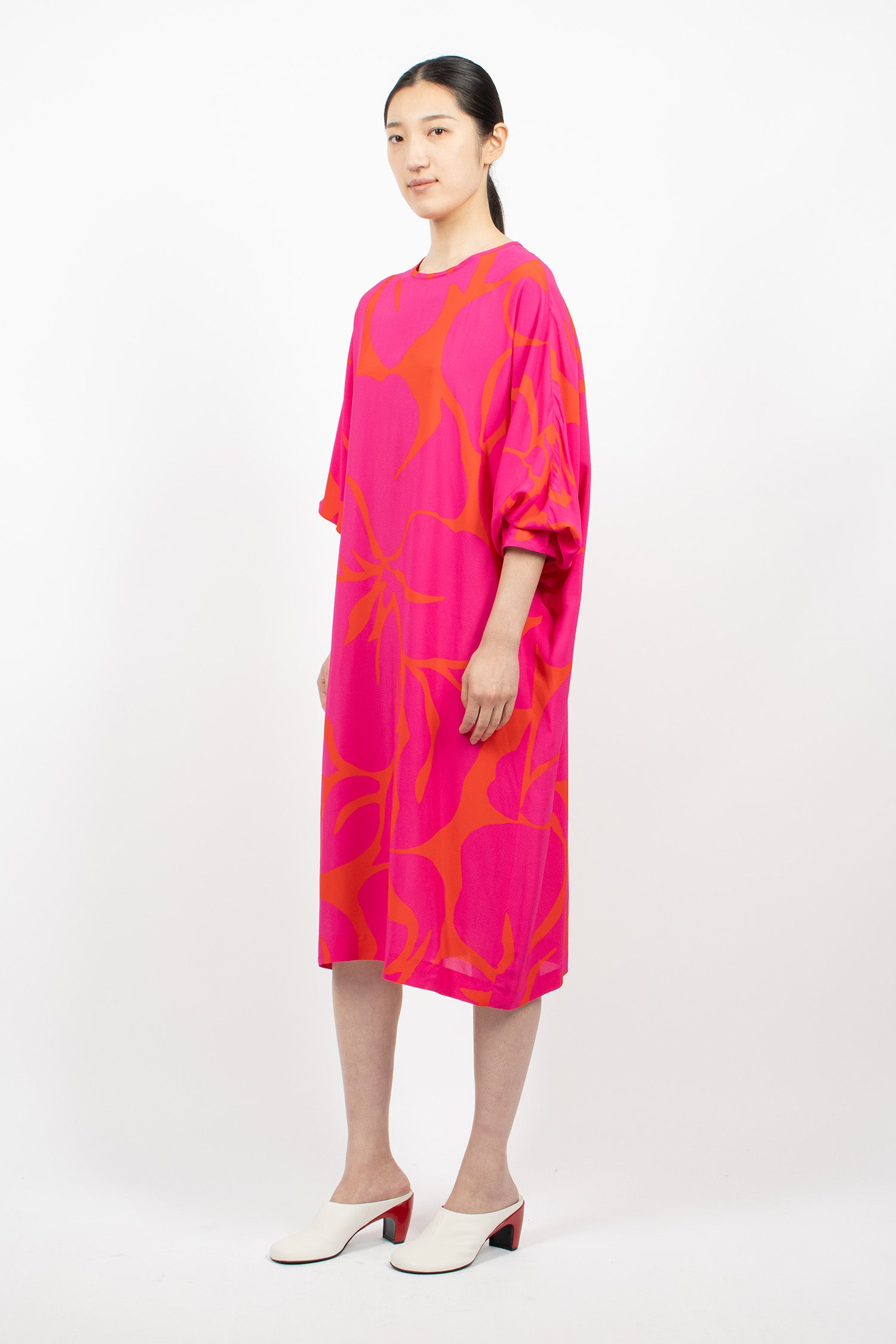 Long Sleeve Midi Dress Fuchsia
