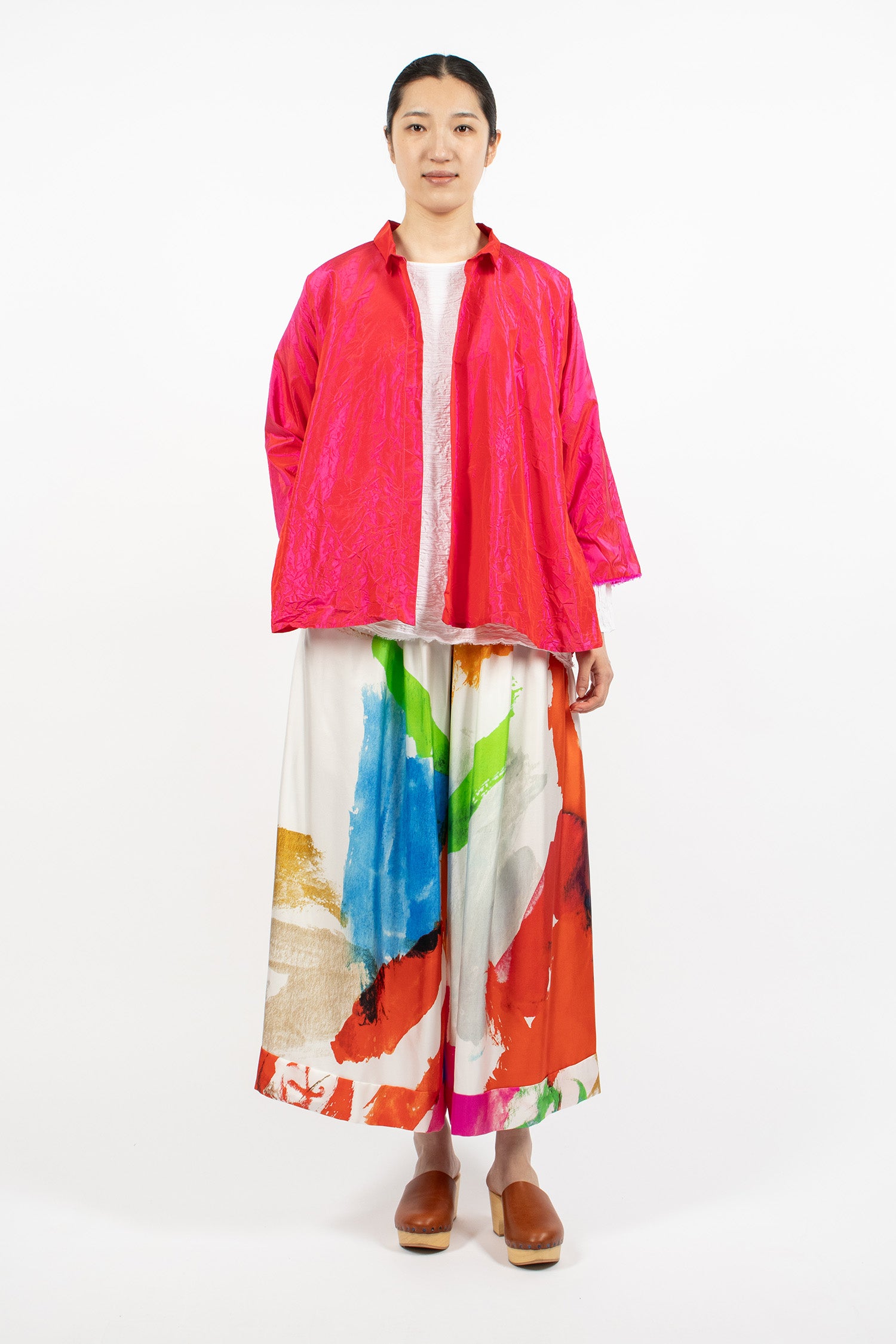 Washed Silk Jacket Fuchsia Red