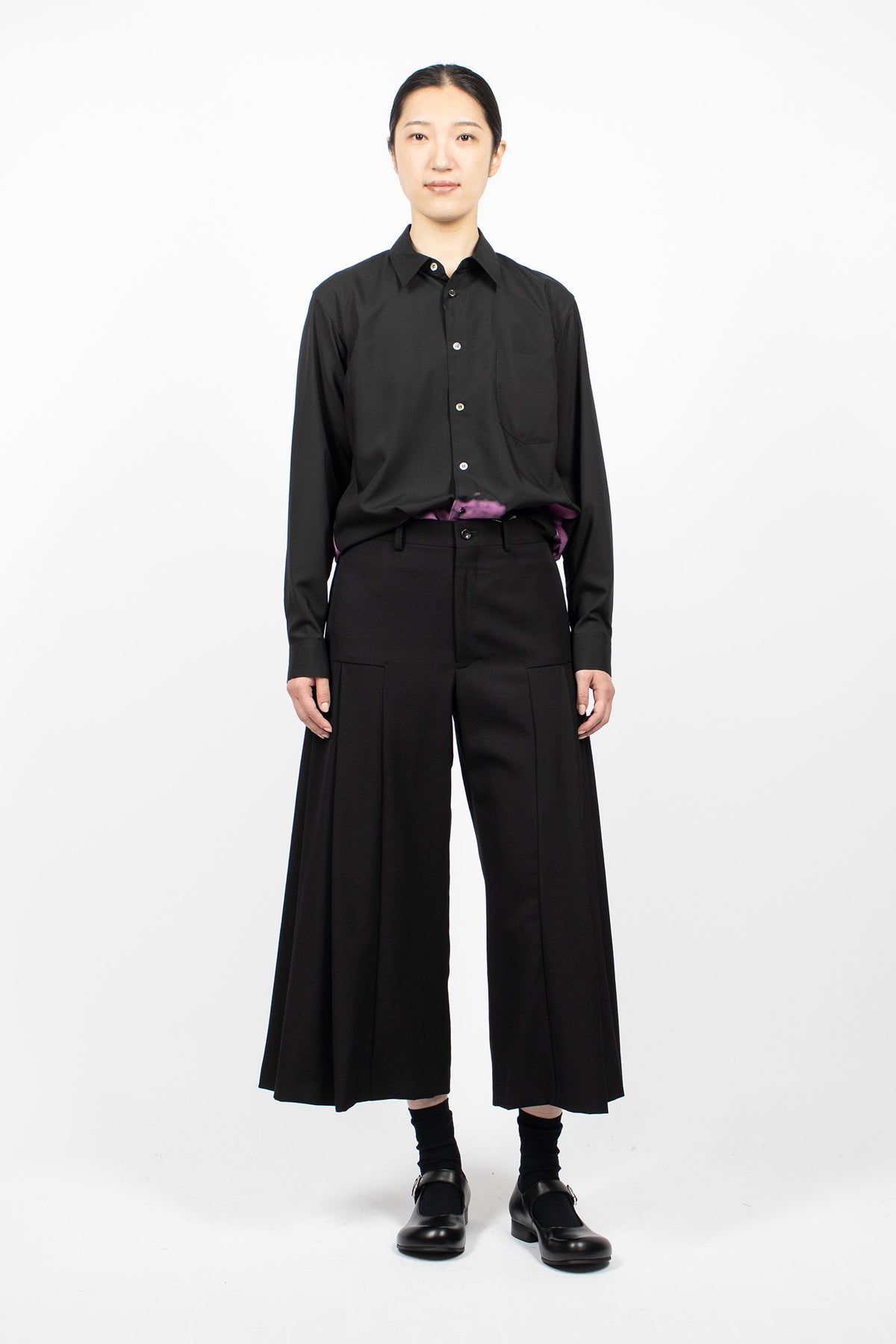 Pleated Wide Leg Pants Black