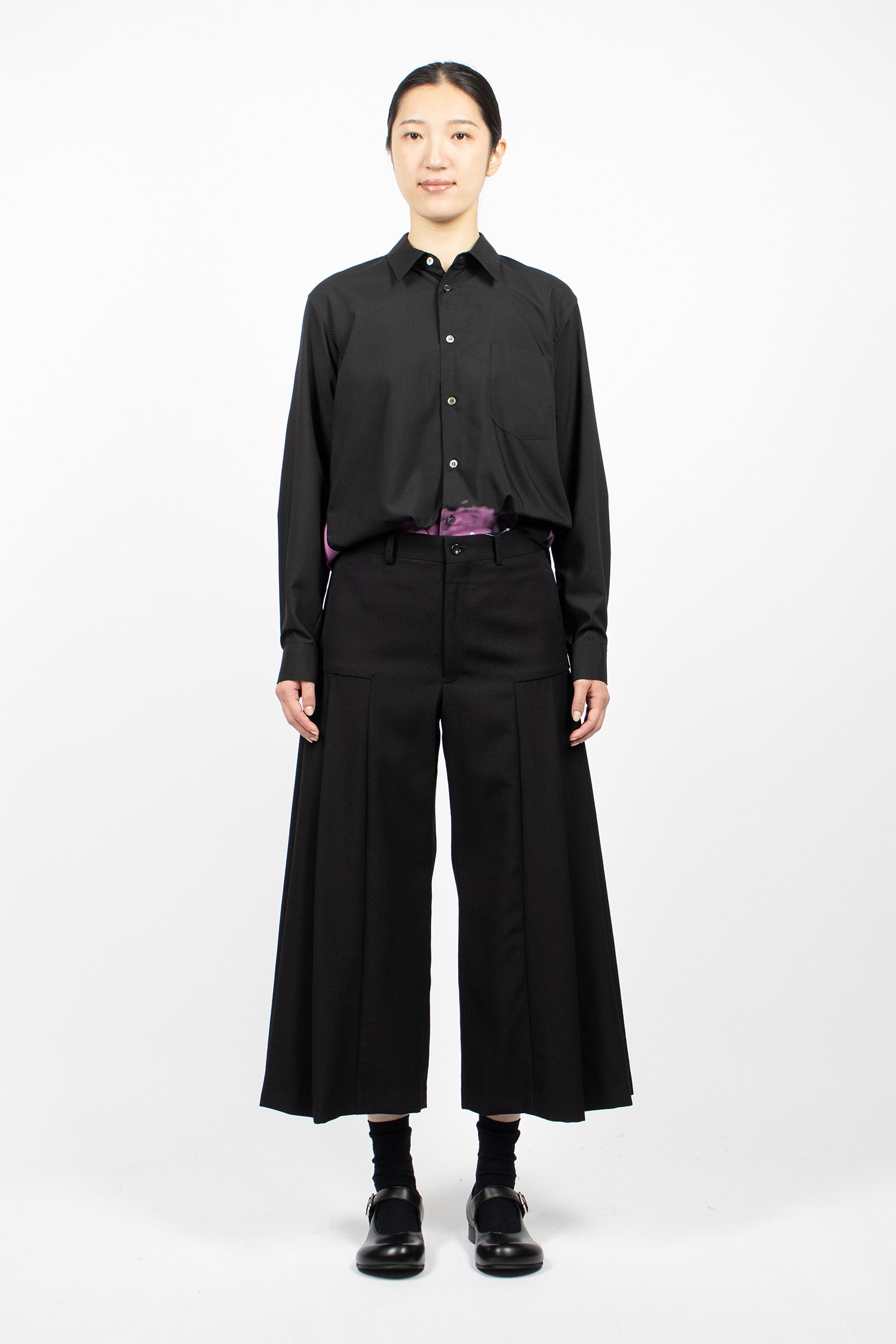 Pleated Wide Leg Pants Black