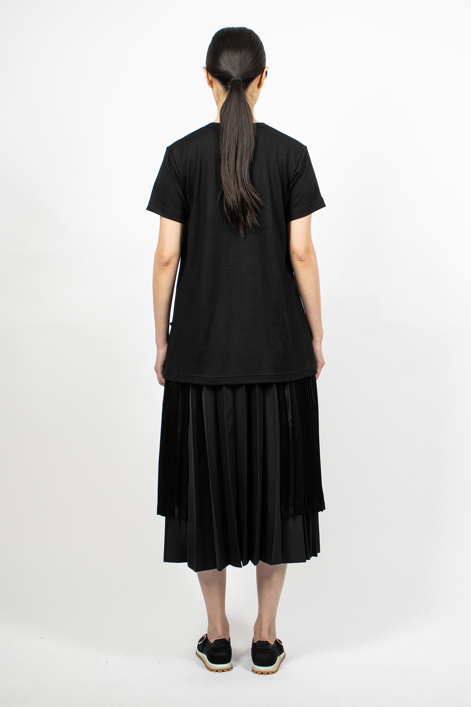 Pleated Panel Skirt Black
