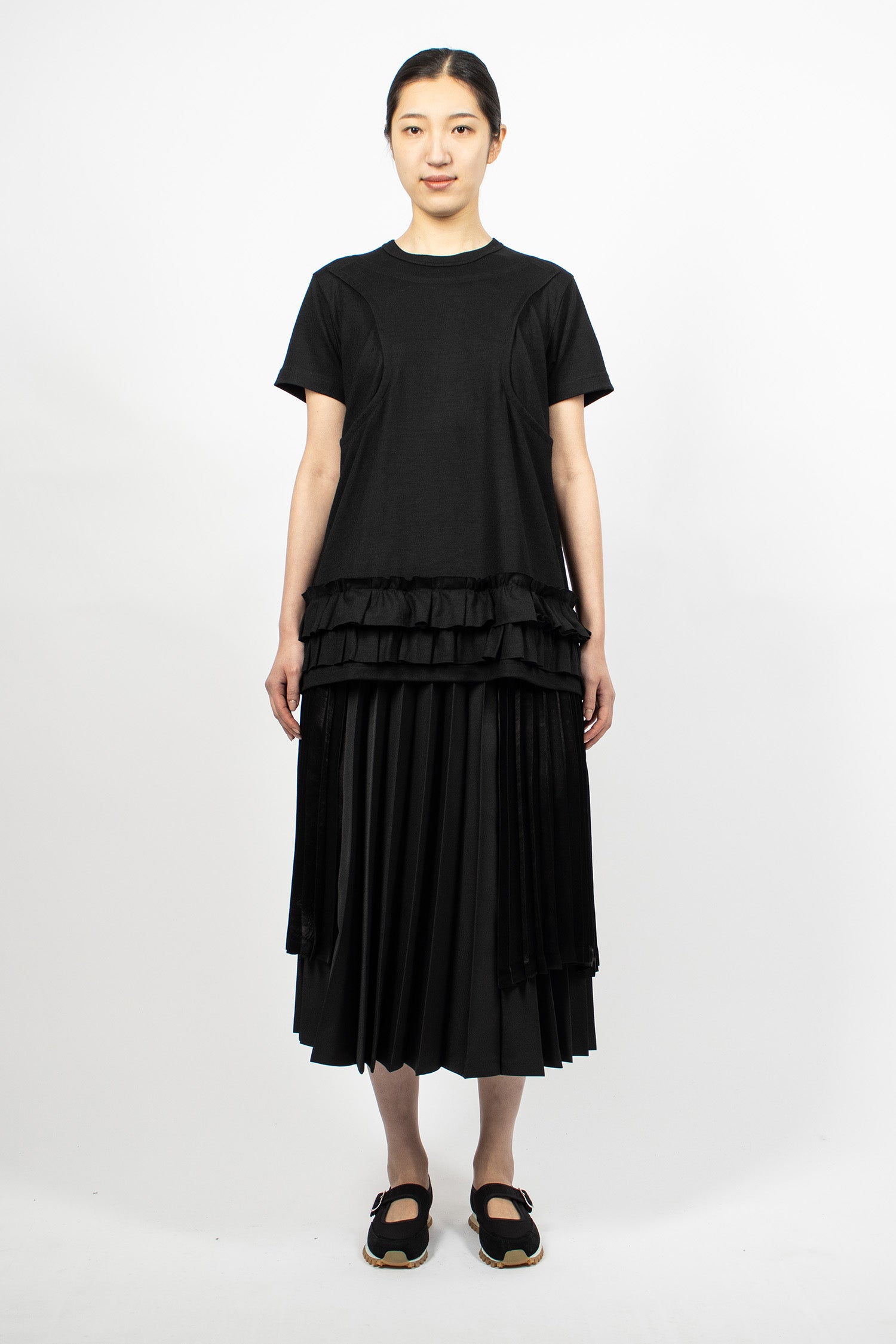 Pleated Panel Skirt Black