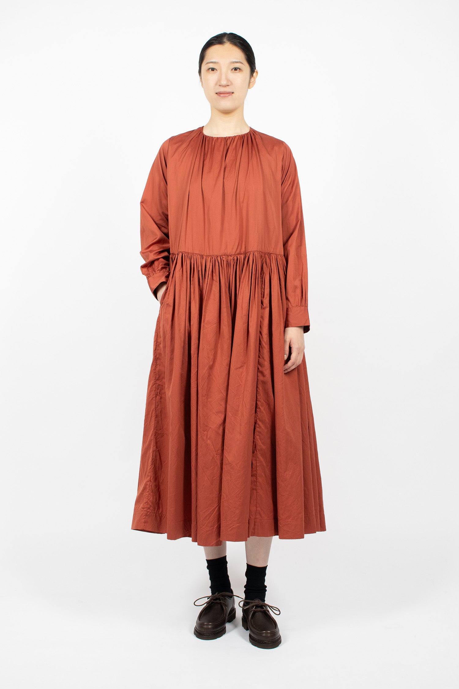Pomme Ruchee Dress Brick