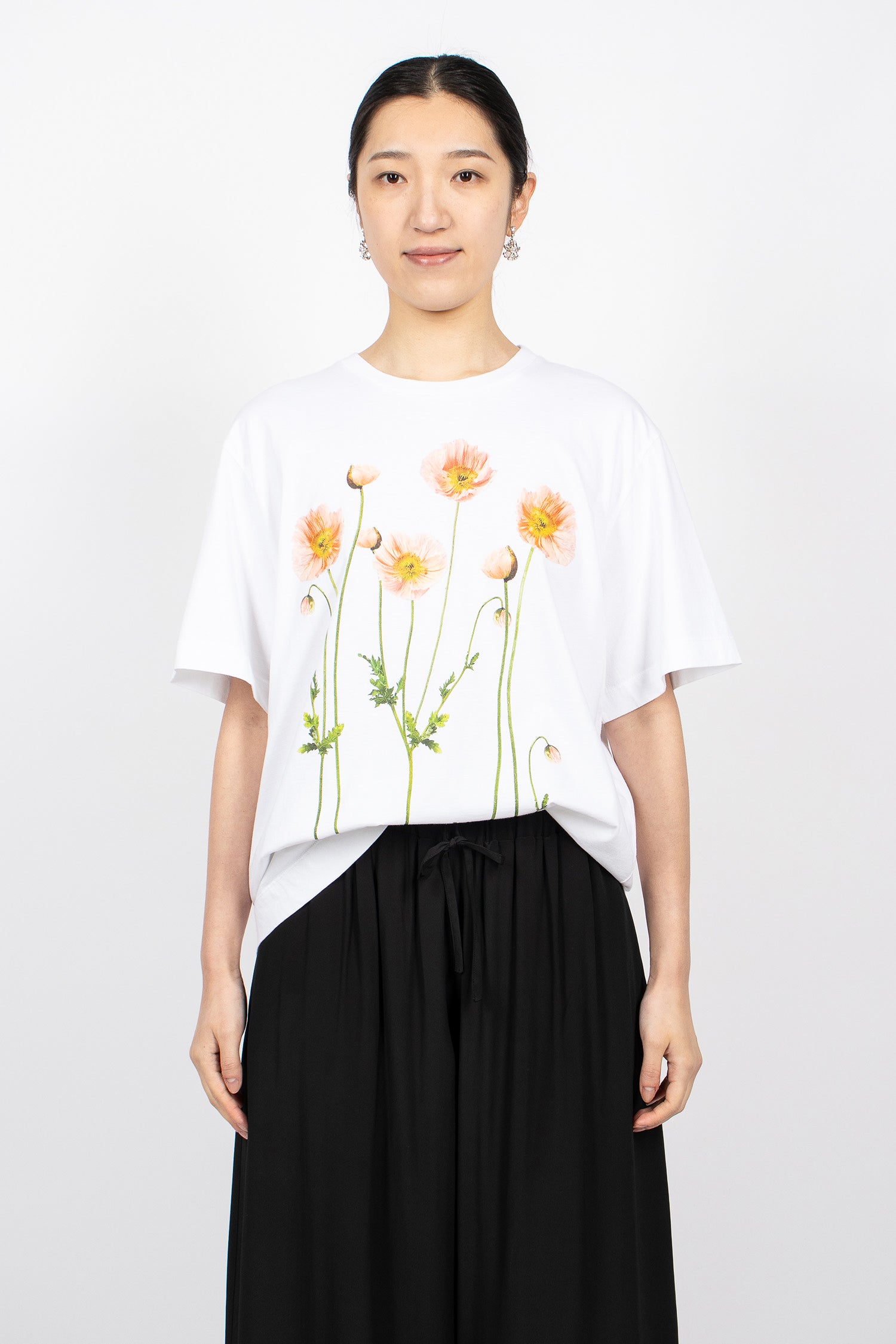 Poppy Field Print T-Shirt White