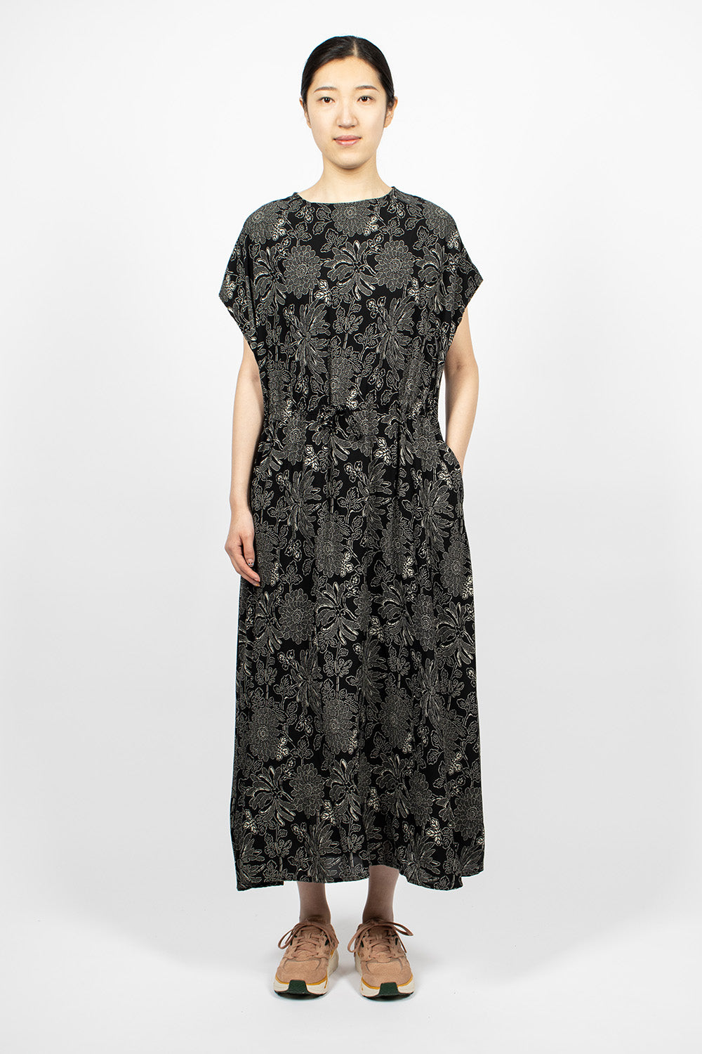Drawstring Dress Black Floral