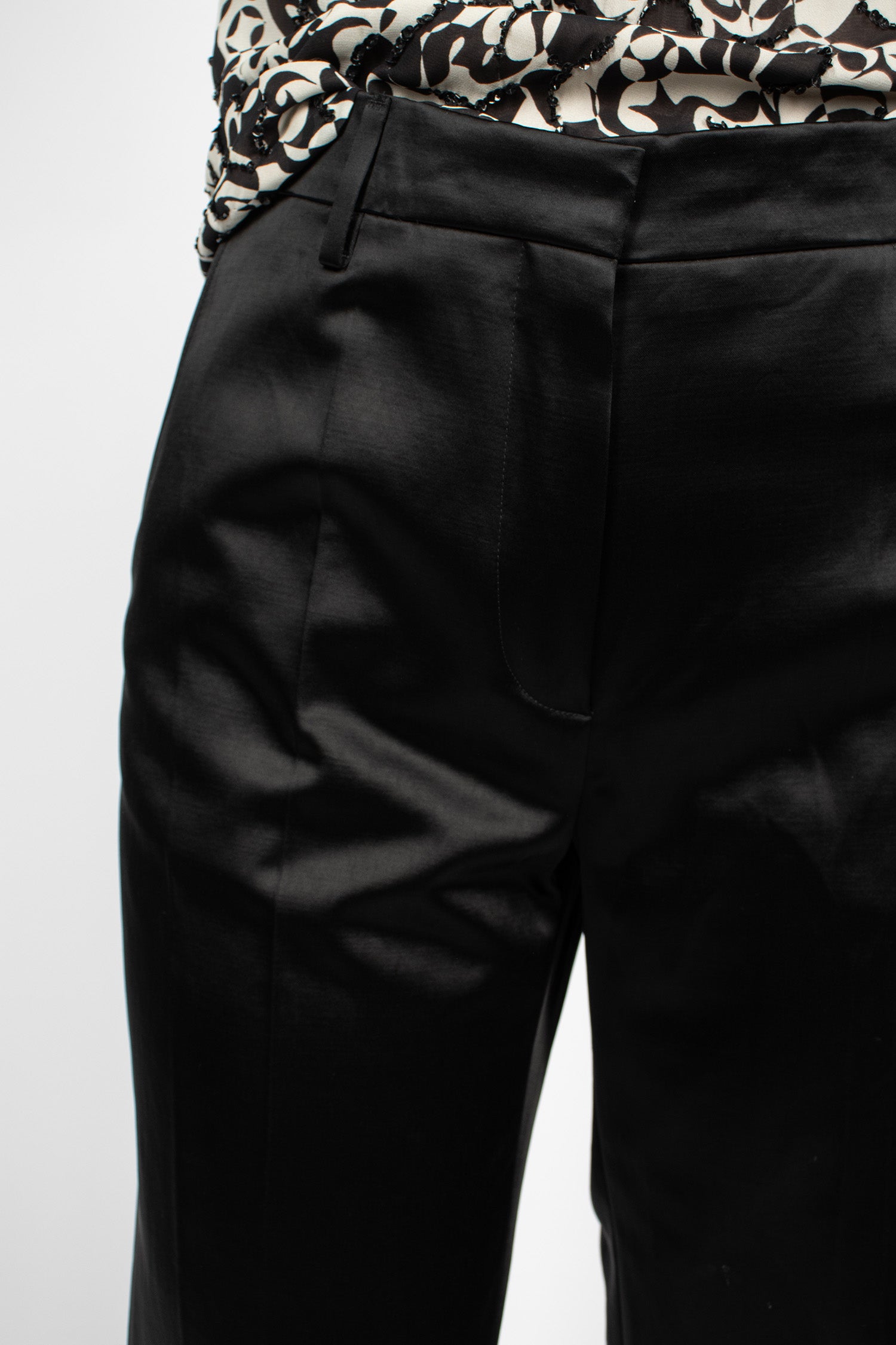 Straight Leg Satin Pants Black