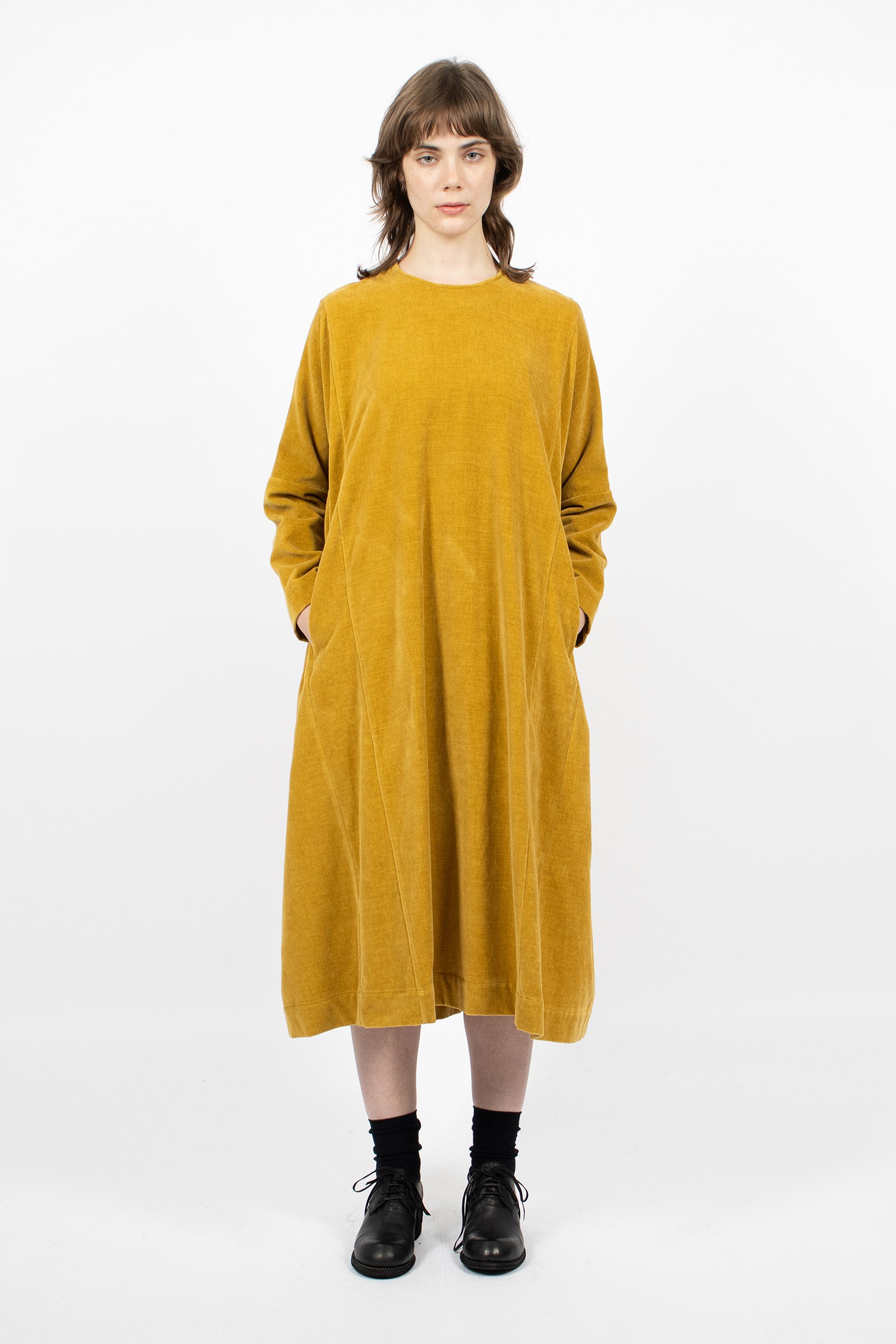 PYJ Rouch Velvet Dress Ocra