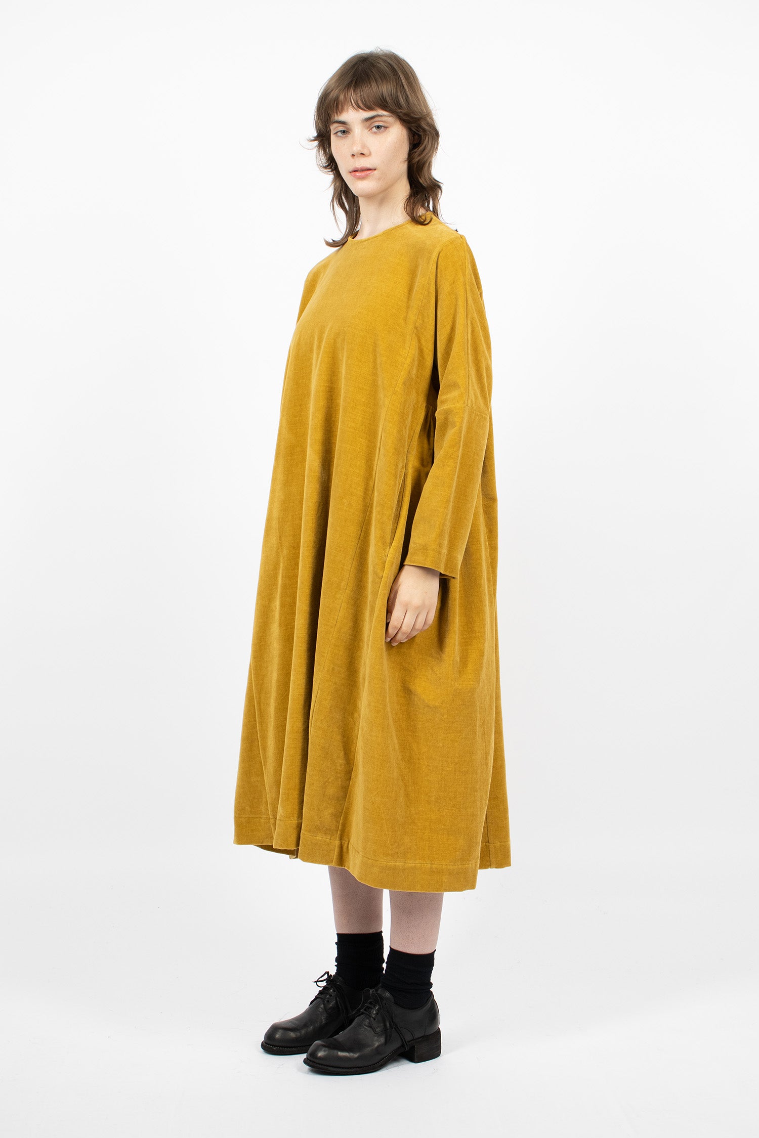 PYJ Rouch Velvet Dress Ocra