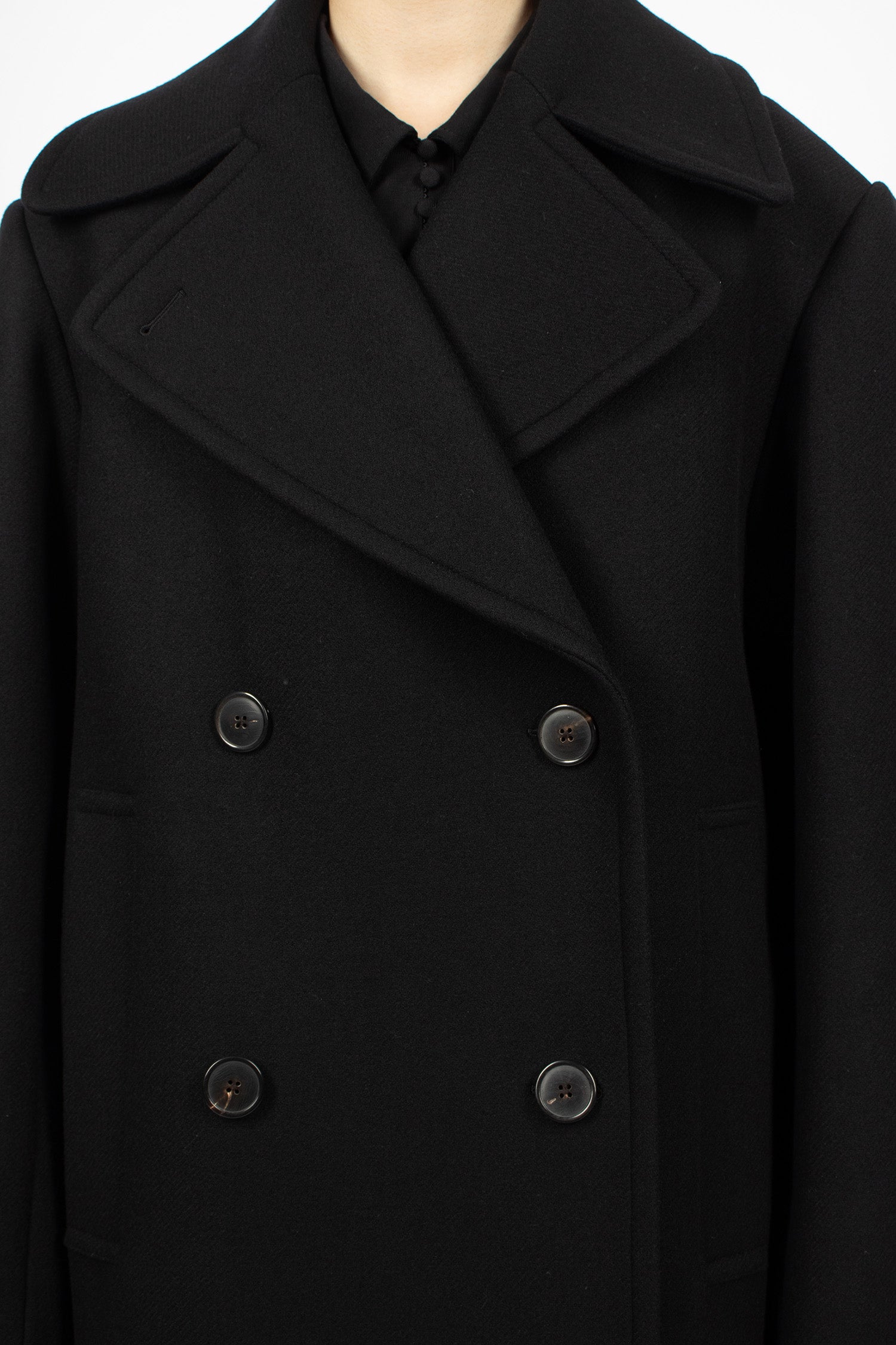 Double-Breasted Wool Coat Black