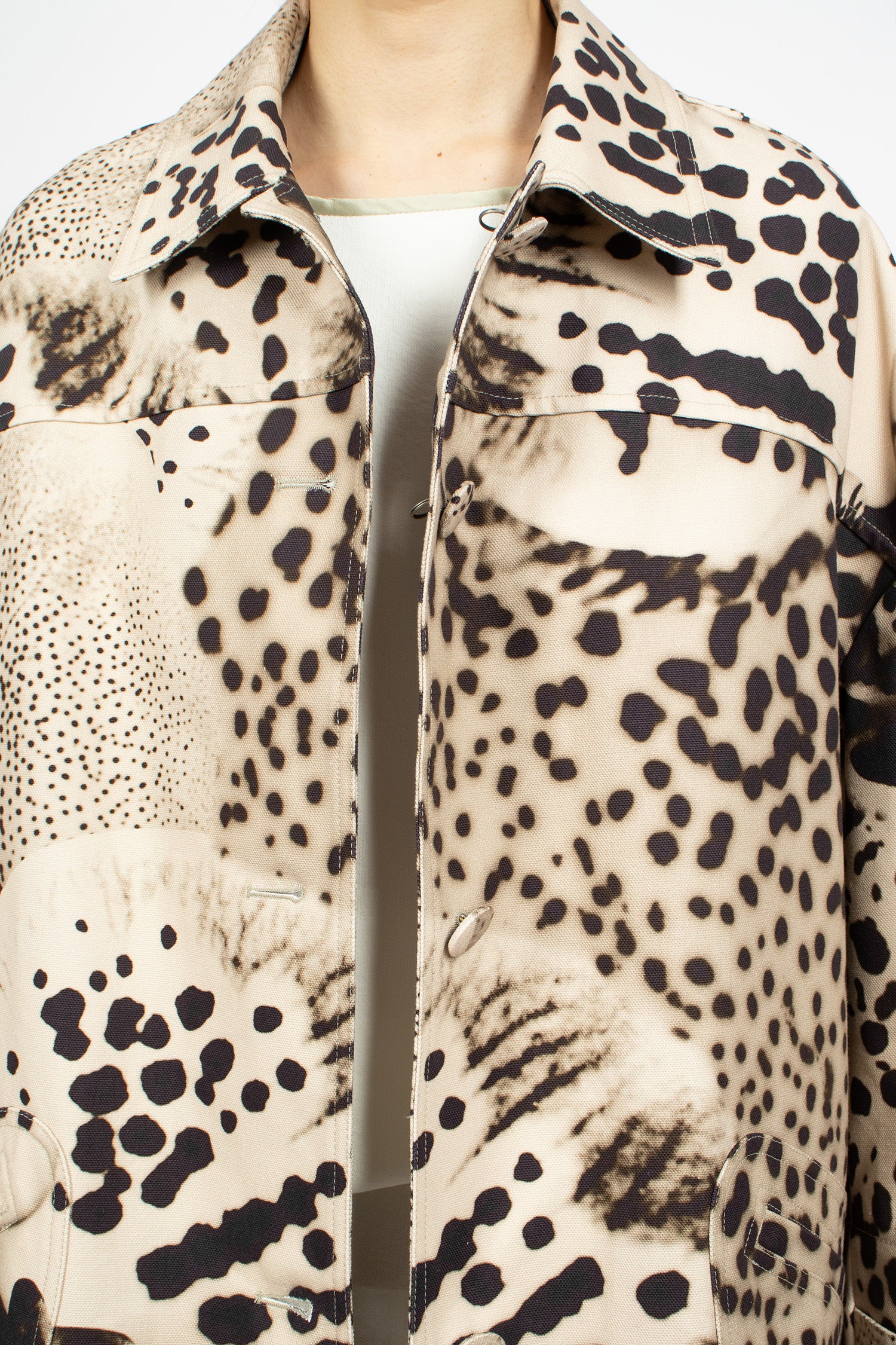 Printed Canvas Coat Black