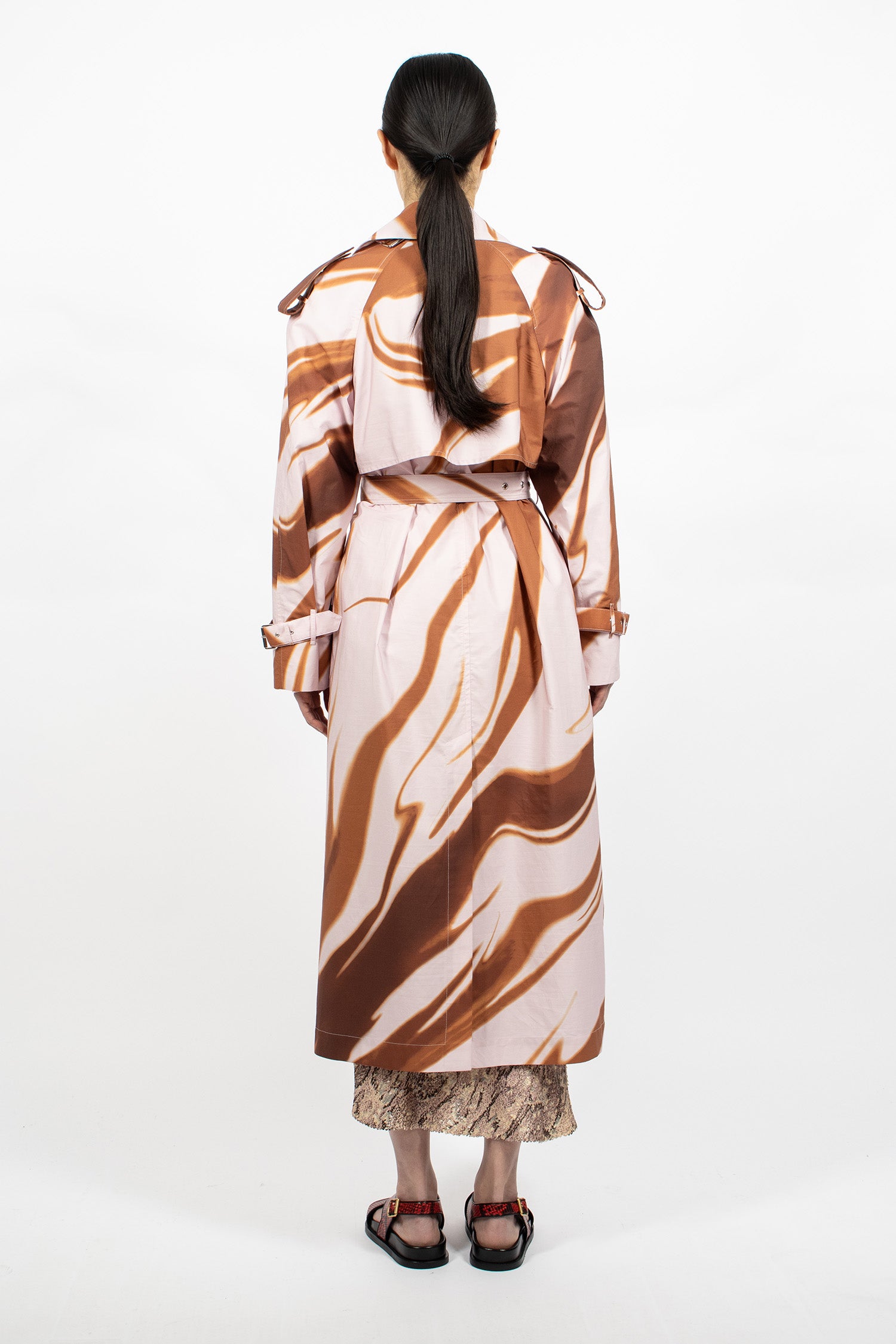 Printed Trench Coat Brown/Pink