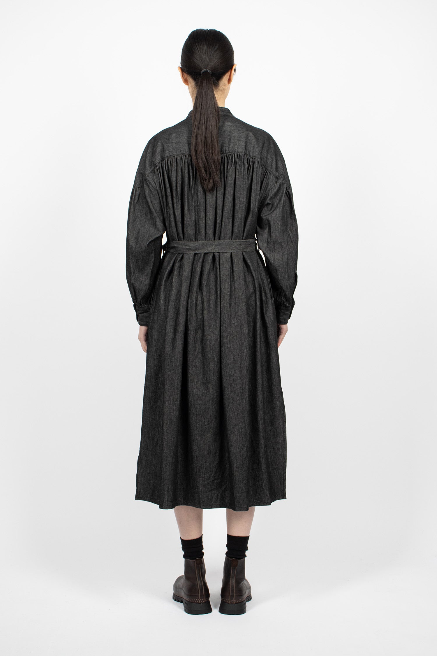 Banded Painter Dress Black Denim