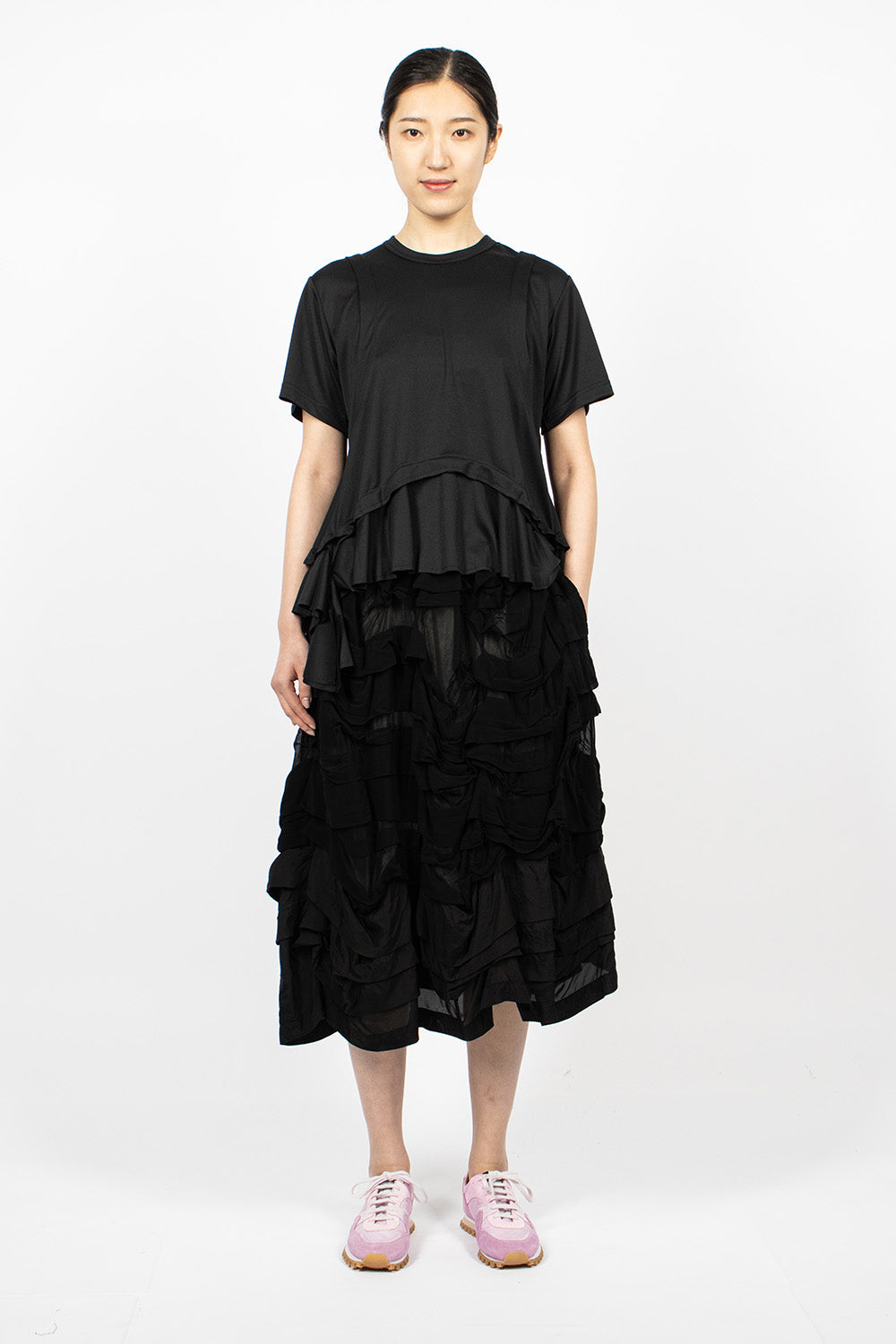 Pleated Panel Skirt Black