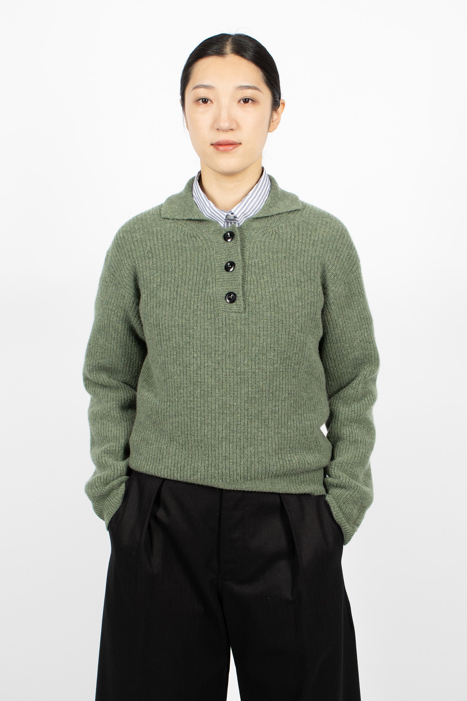 3 Button Polo Sage