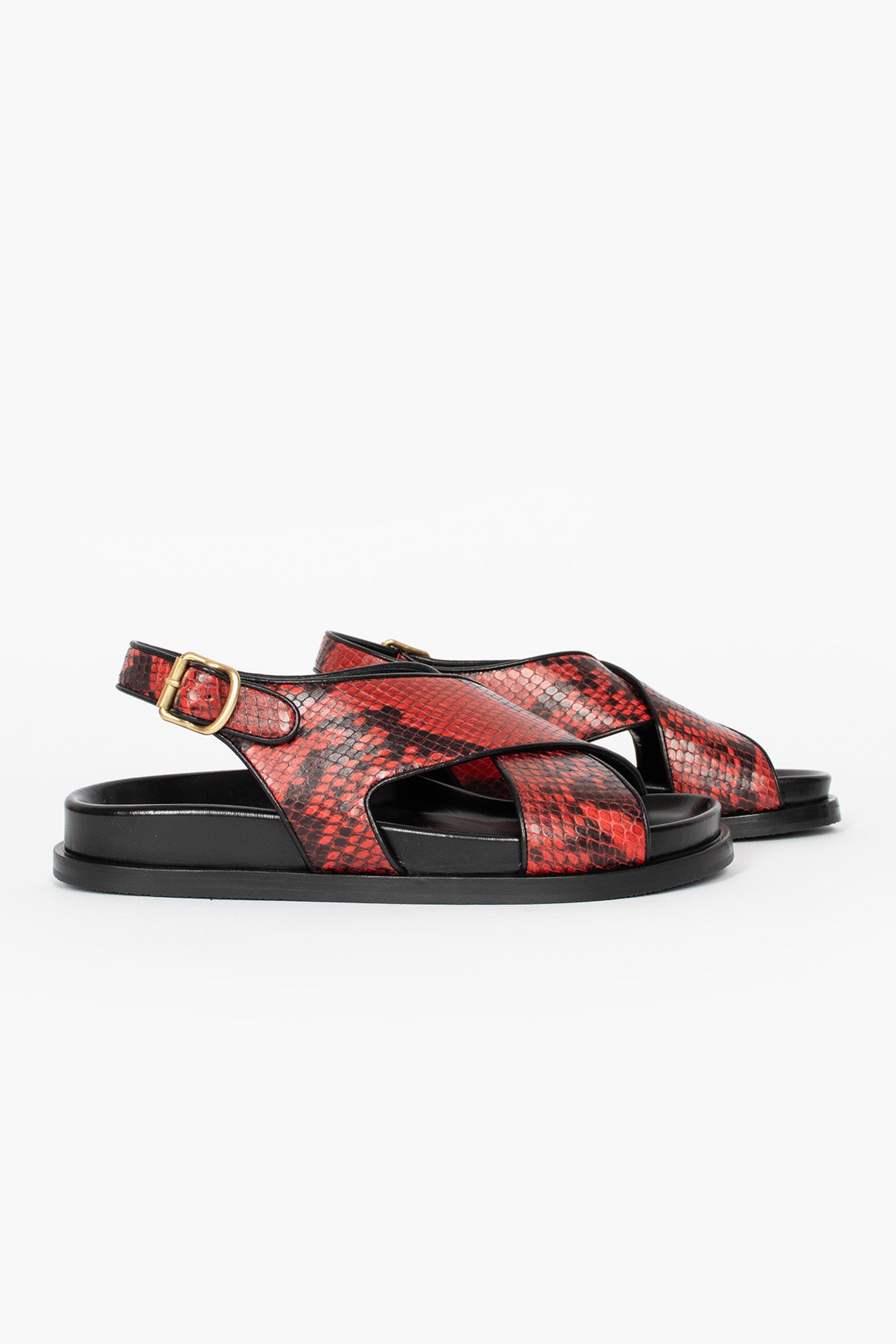 Snake Print Sandals Vermillion