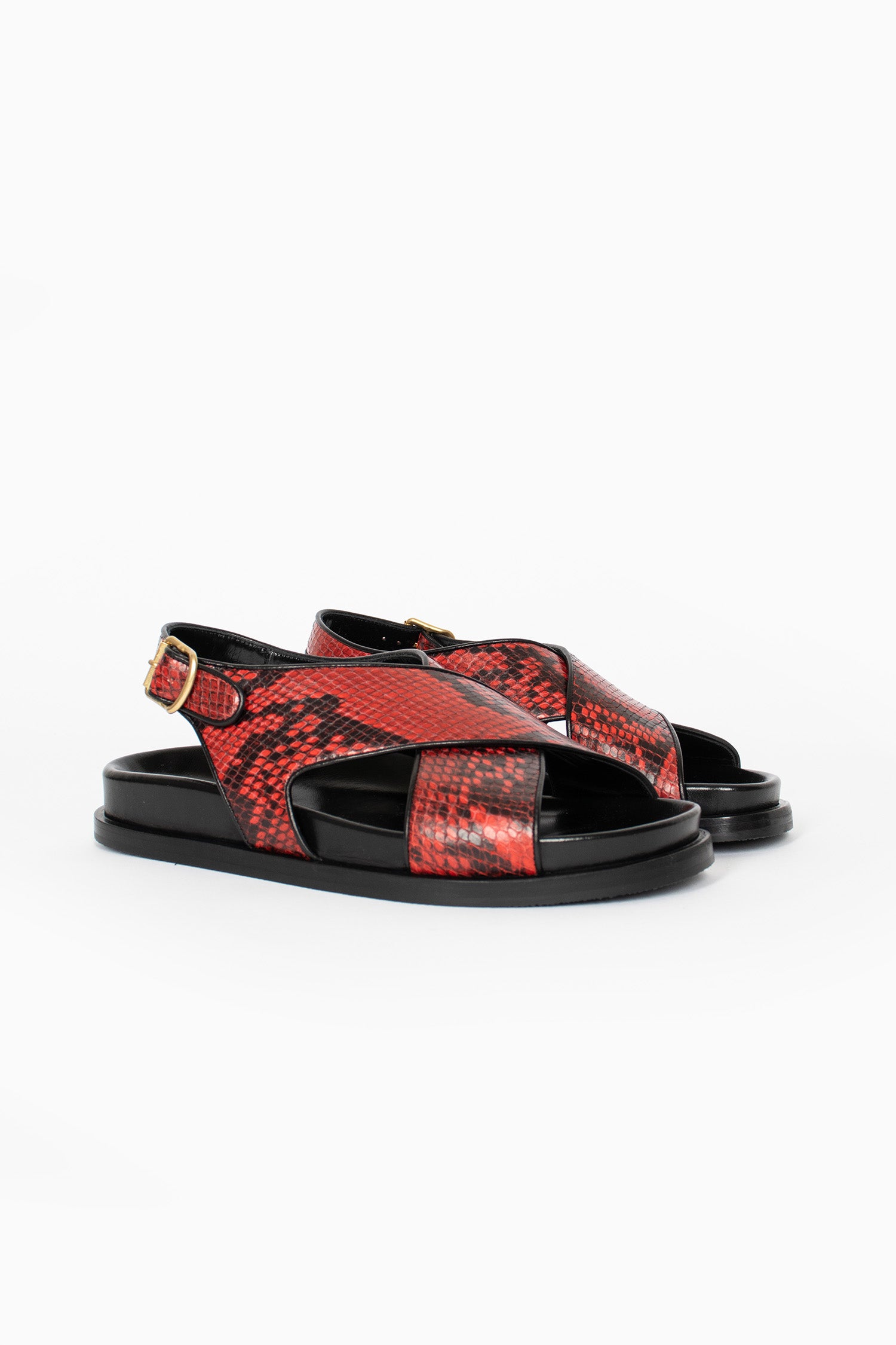 Snake Print Sandals Vermillion