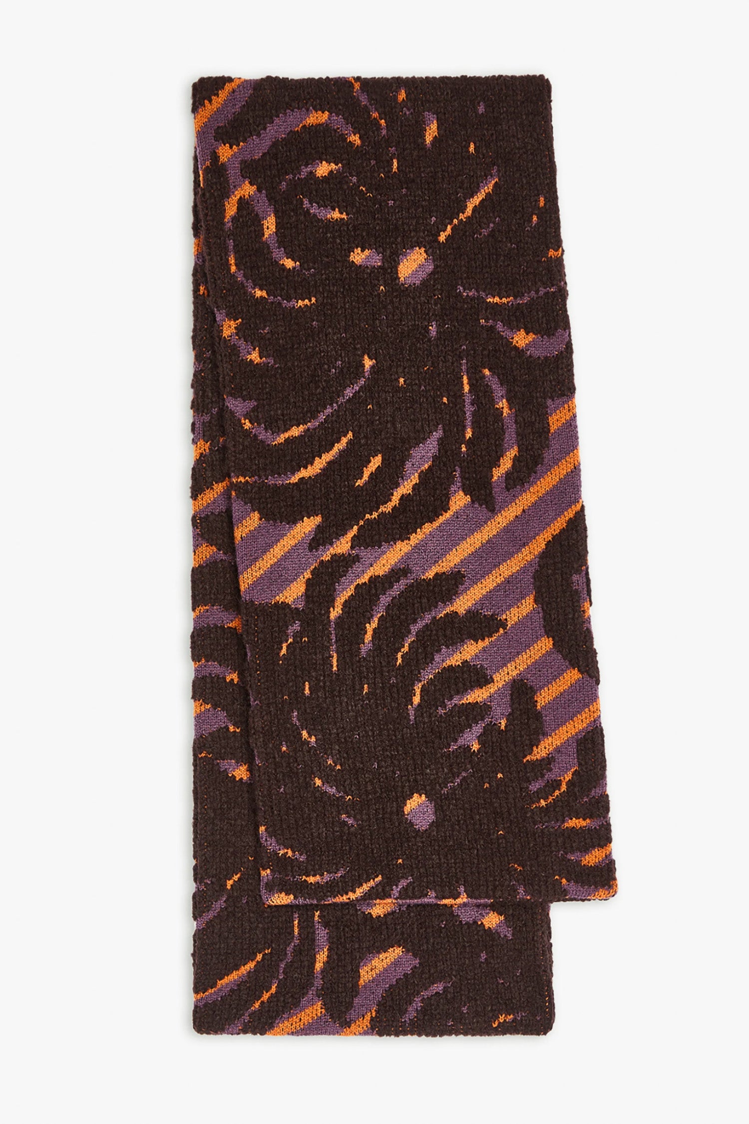 Jacquard Wool Scarf Dark Brown
