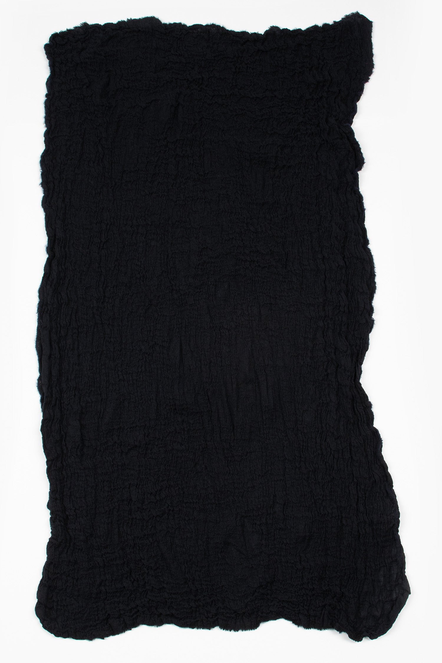 Washed Wool Shawl Black Navy Blue