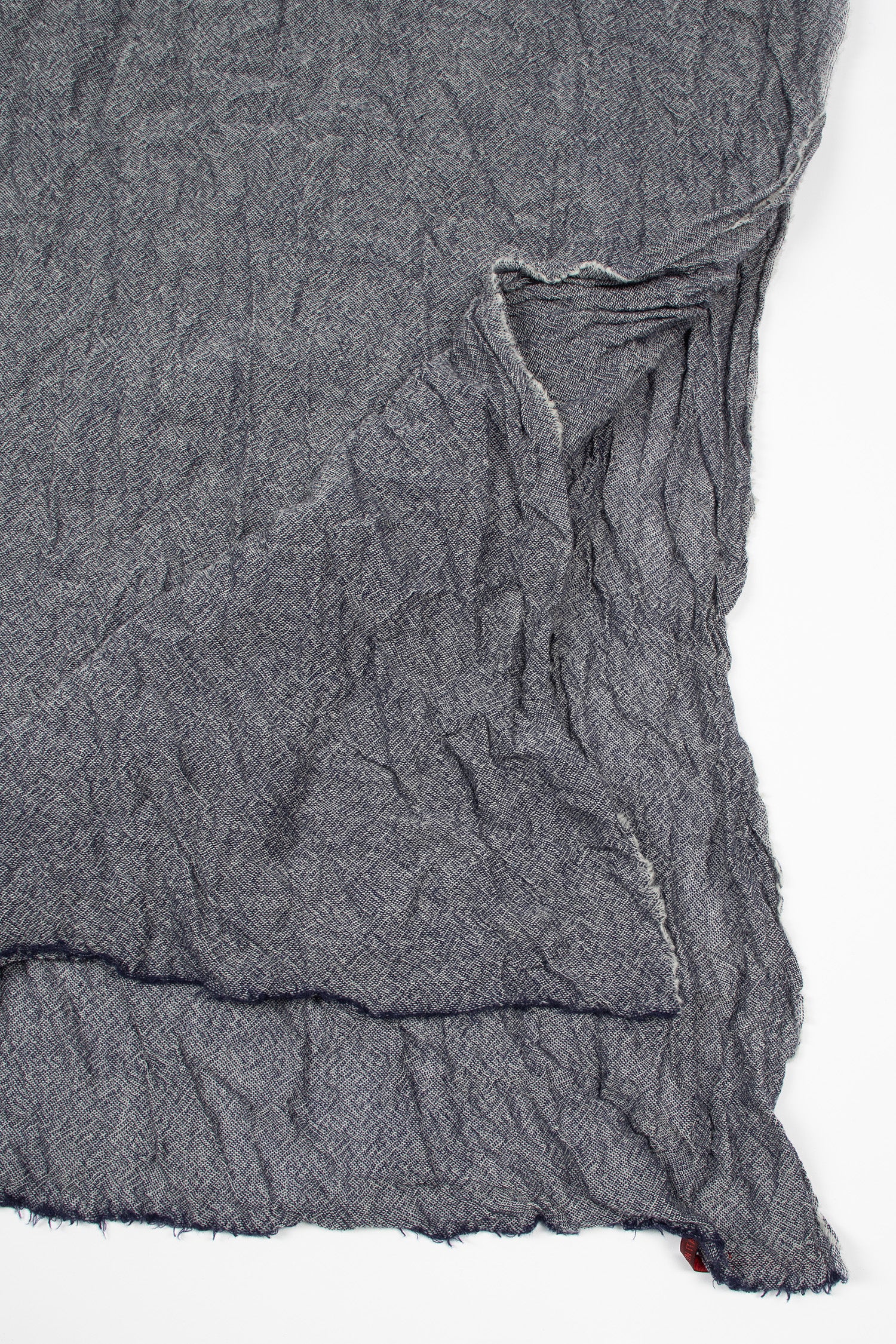 Washed Wool Shawl Creamy Navy Blue