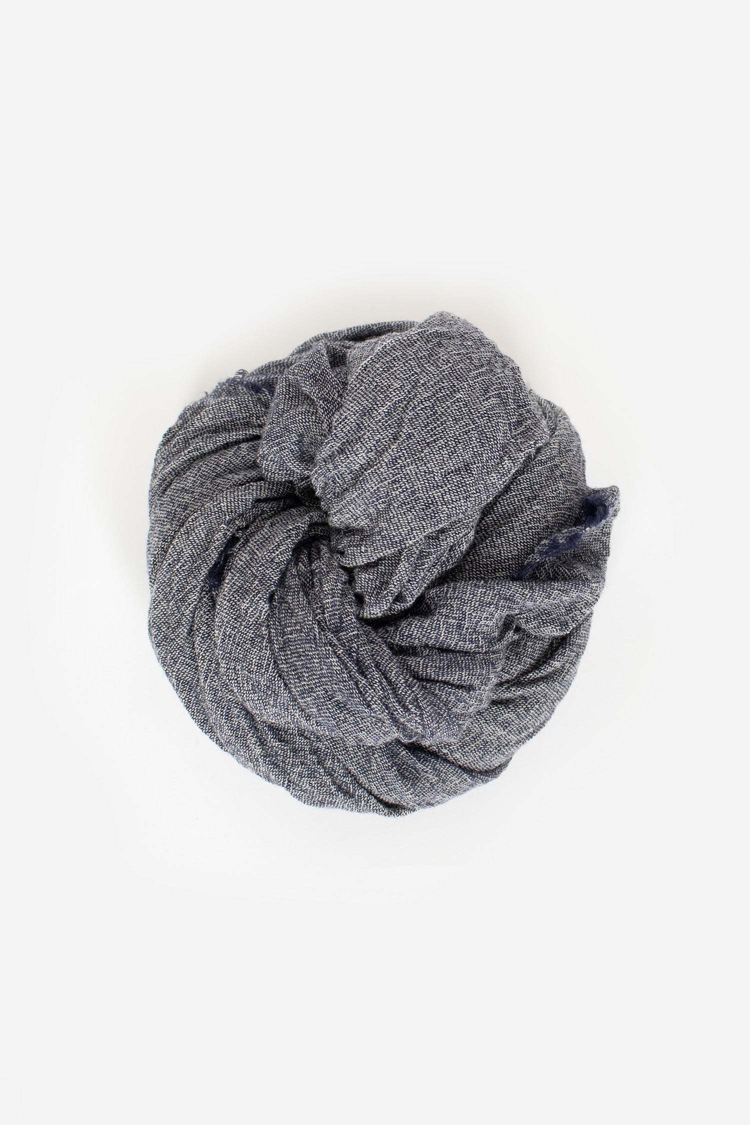 Washed Wool Shawl Creamy Navy Blue