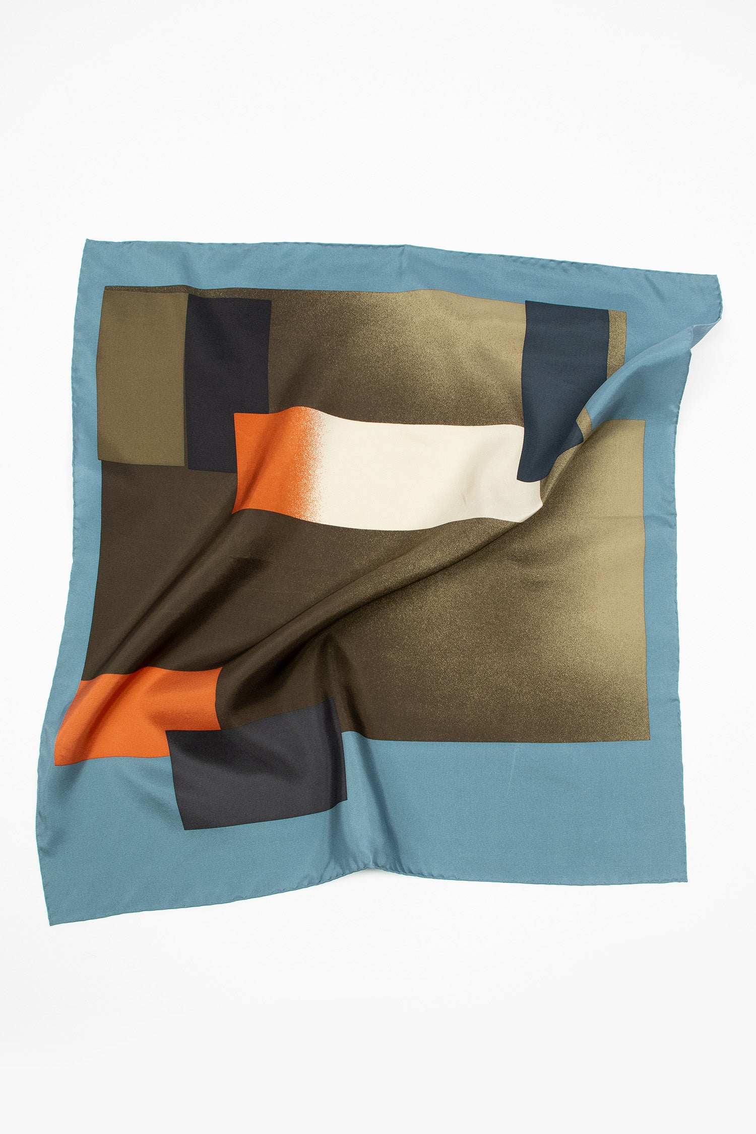 Collage Print Silk Scarf Multi/Mid Blue