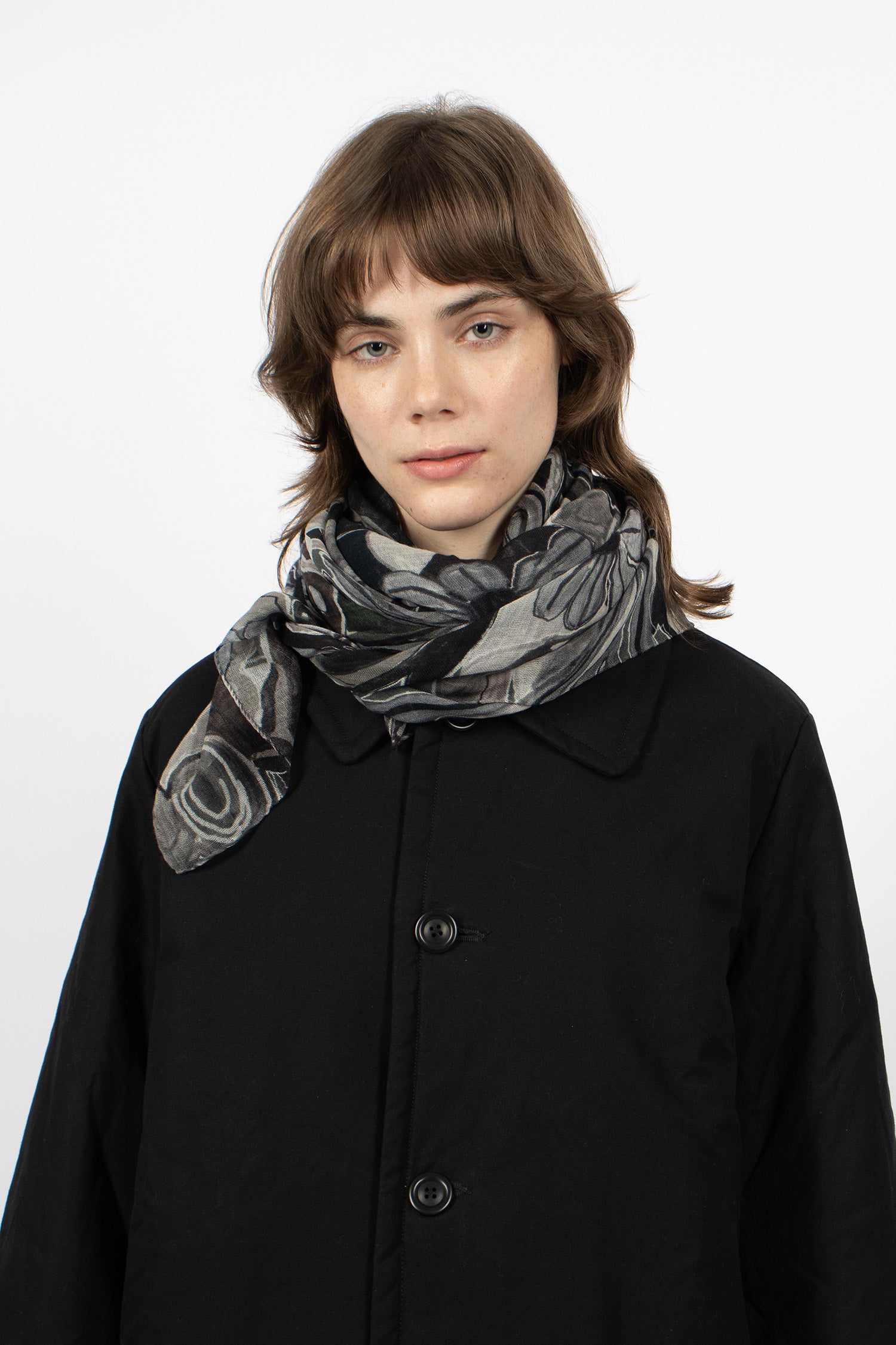 Floral Square Scarf Grey