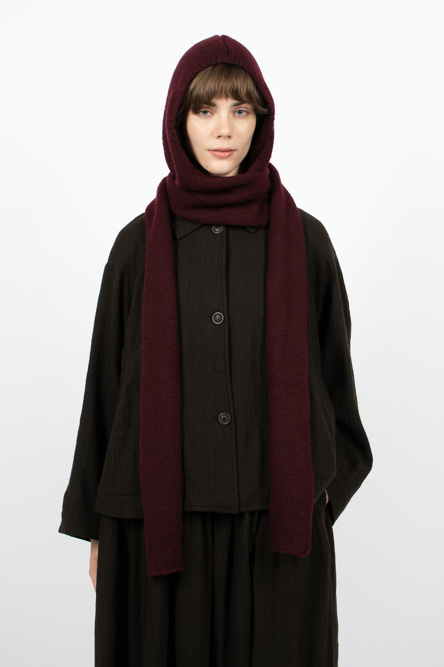 Softy Hooded Scarf Prune