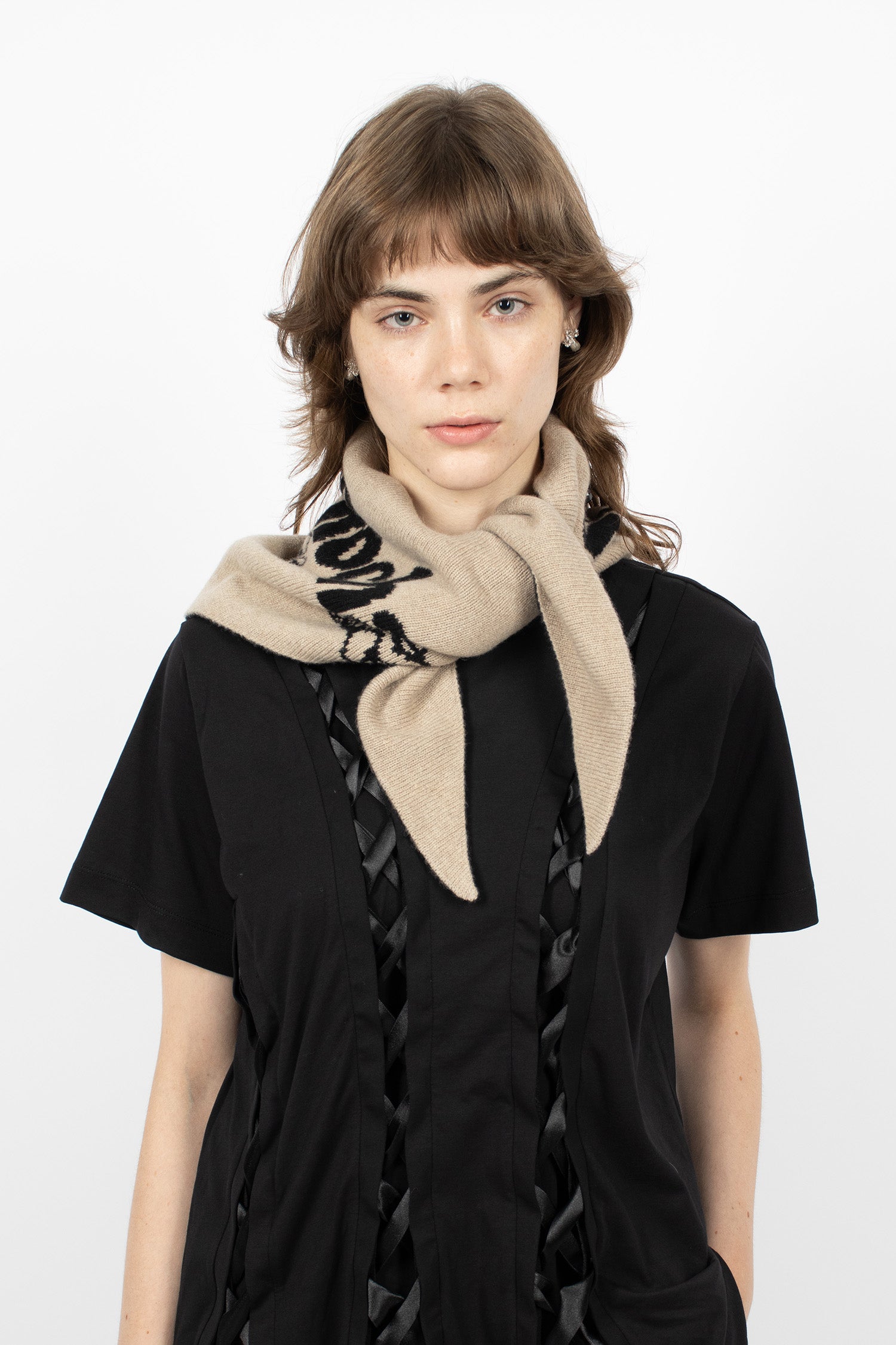 Graphic Logo Knit Neckerchief Oat/Black