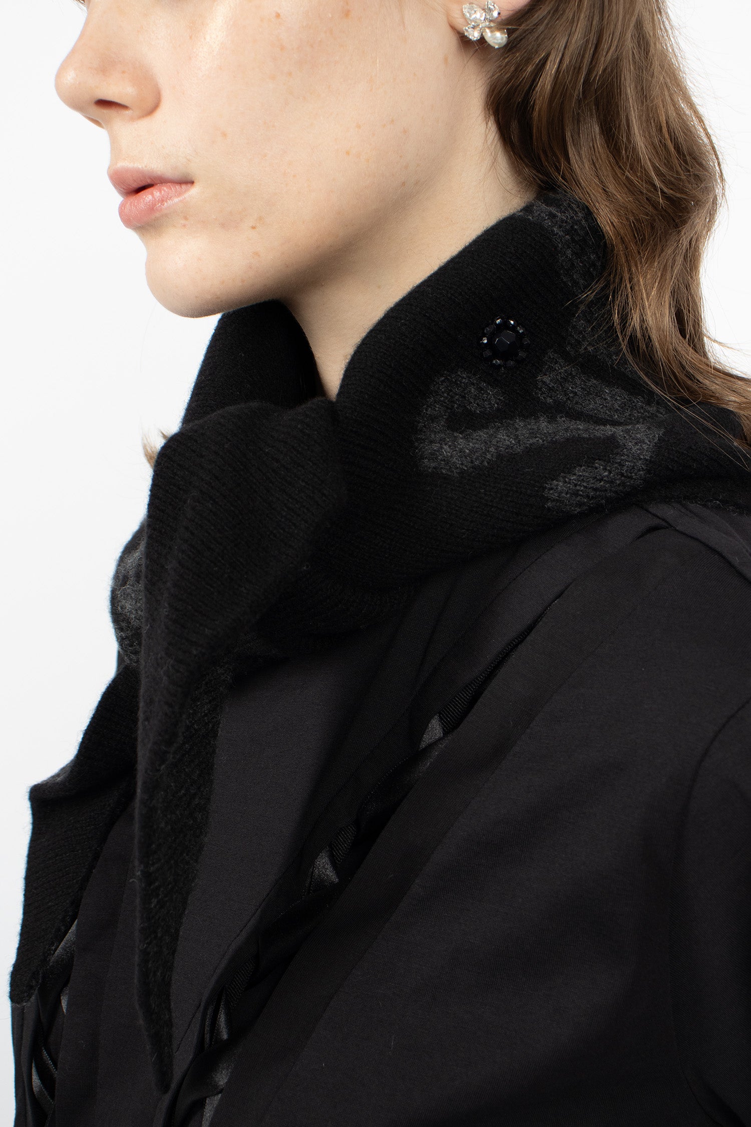 Graphic Logo Knit Neckerchief Black/Charcoal