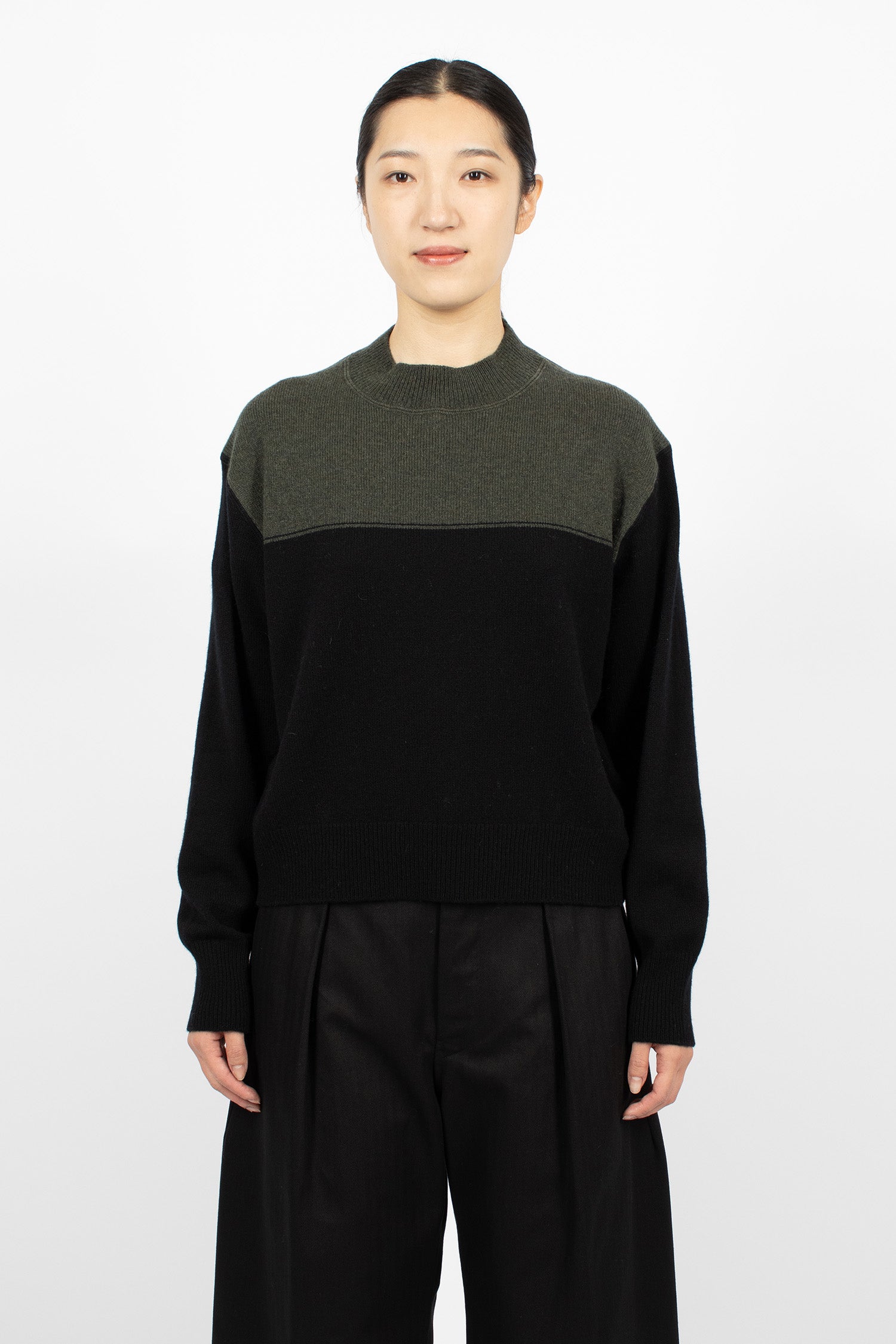 Colour Block Jumper Seaweed/Black