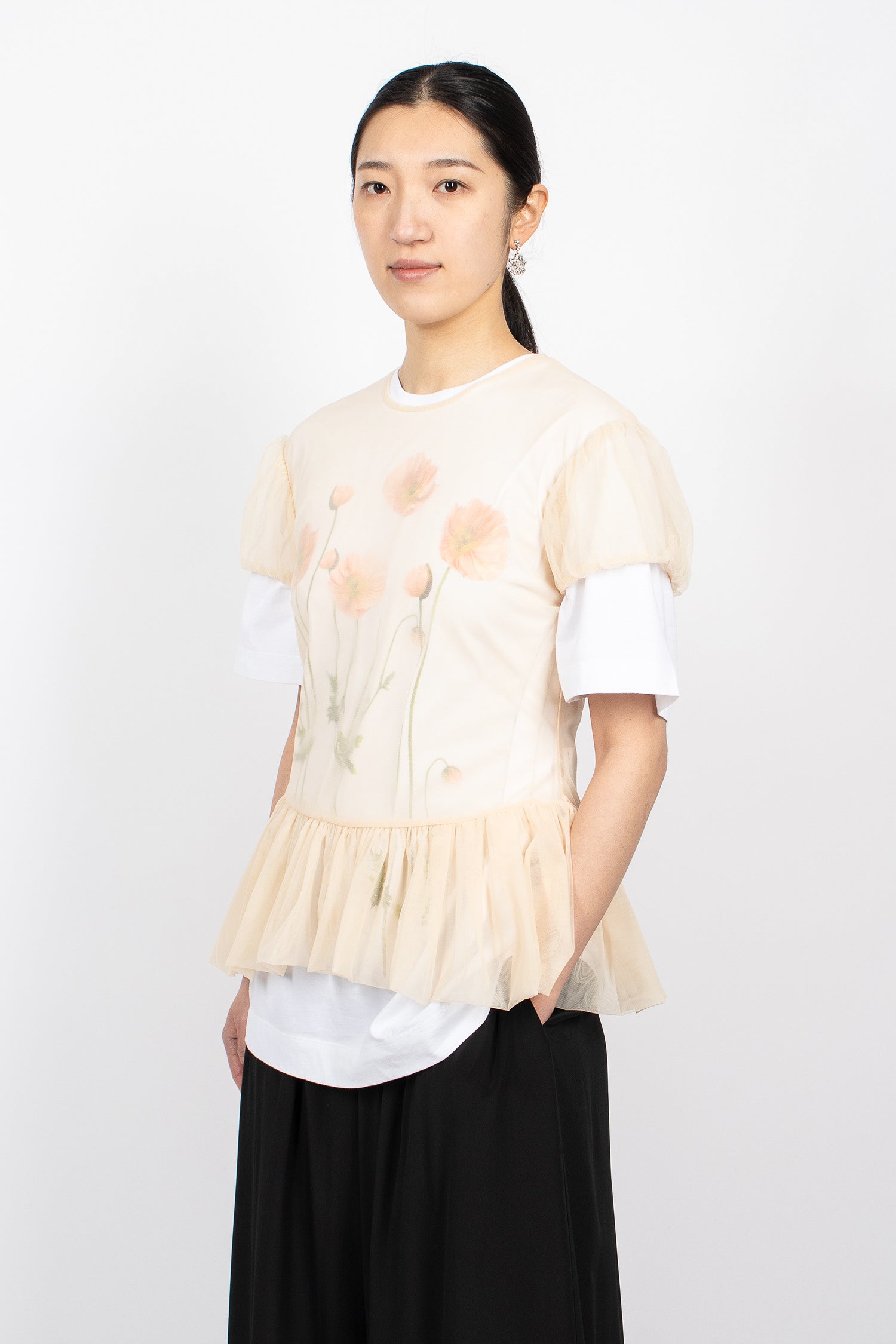 Sheer Ballet Peplum Top Nude