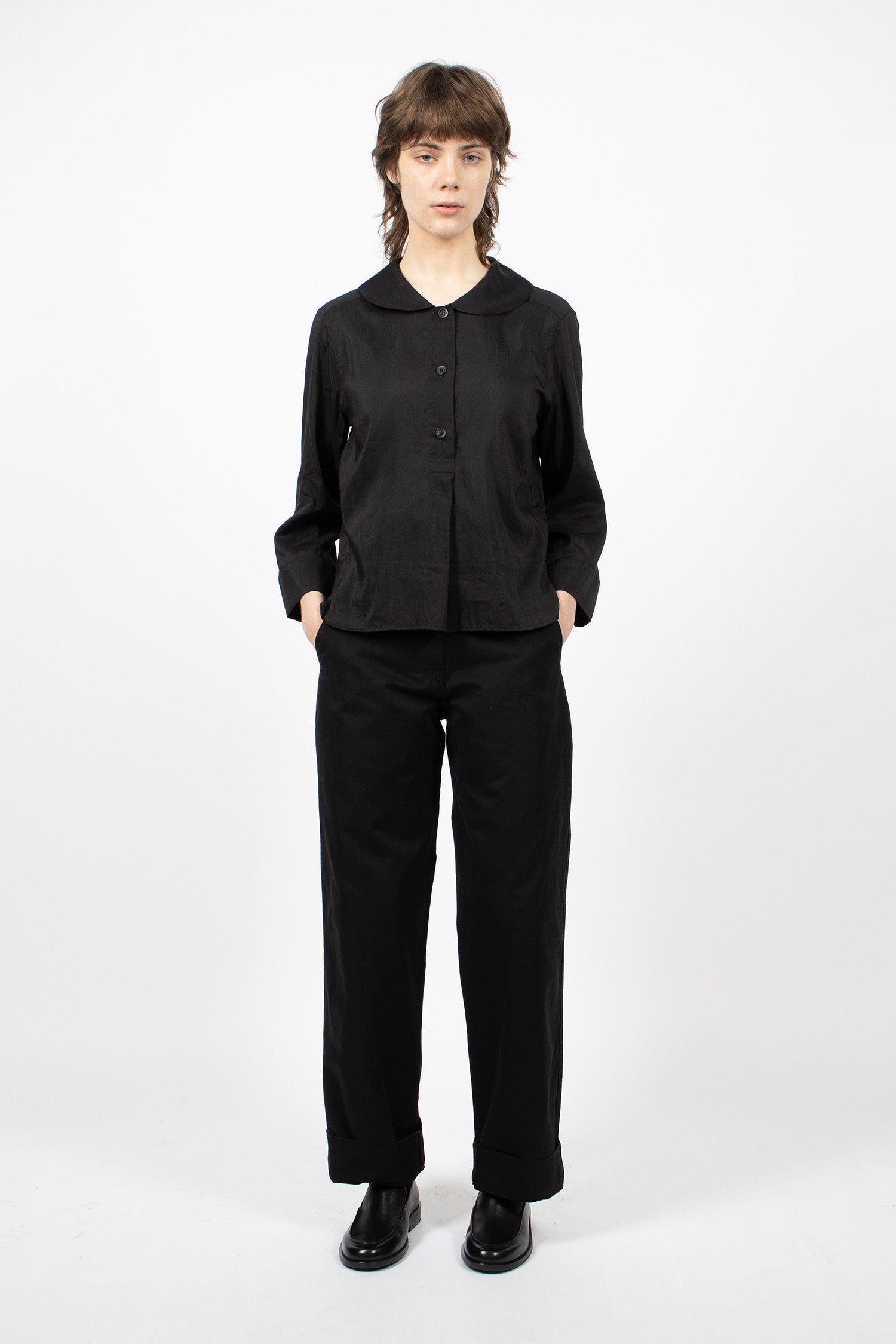 Petal Collar Shirt Black