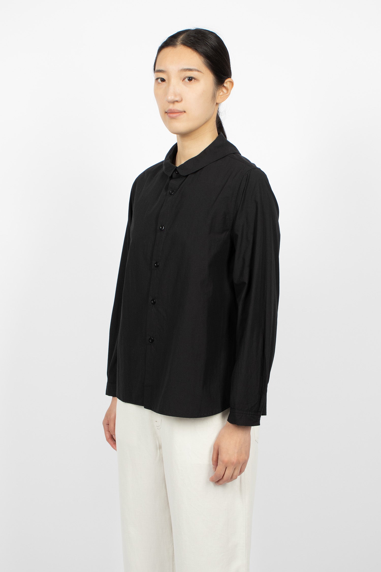 Round Collar Blouse Black