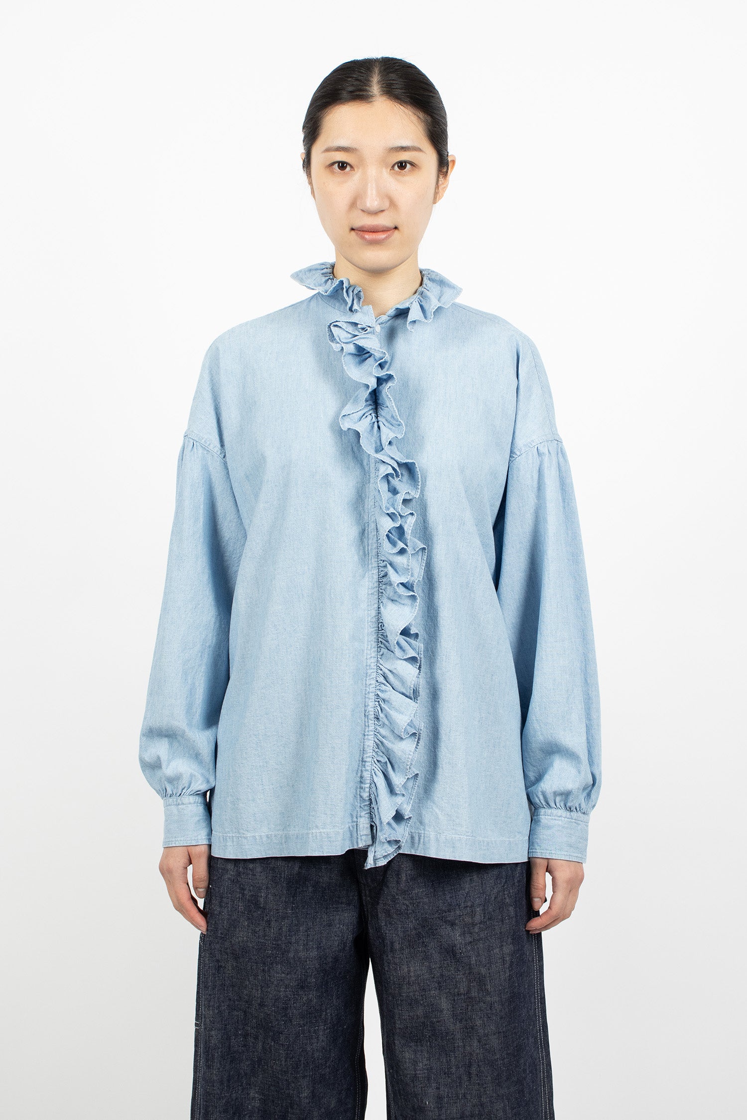 Ruffle Shirt Indigo Blue