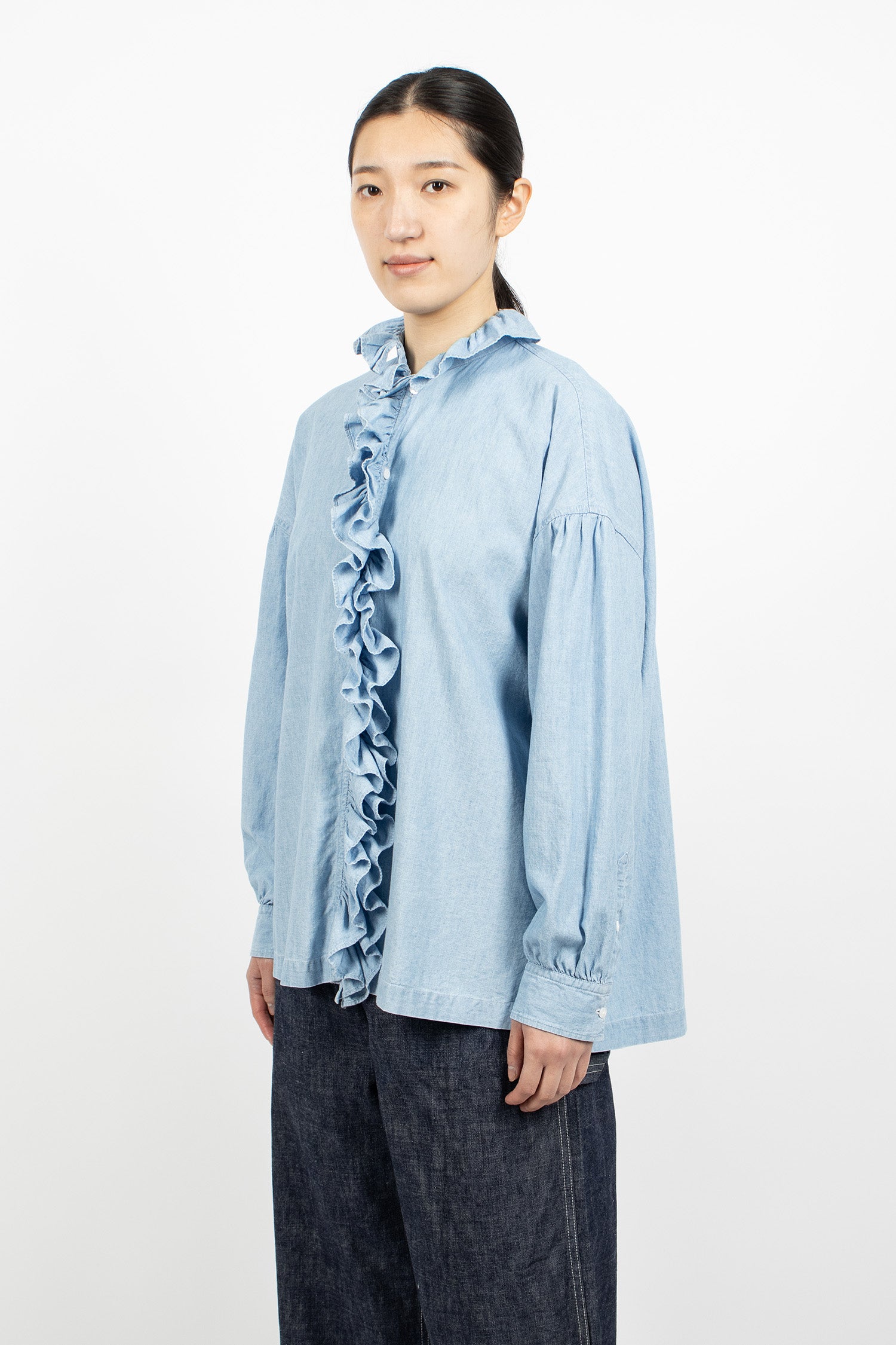 Ruffle Shirt Indigo Blue
