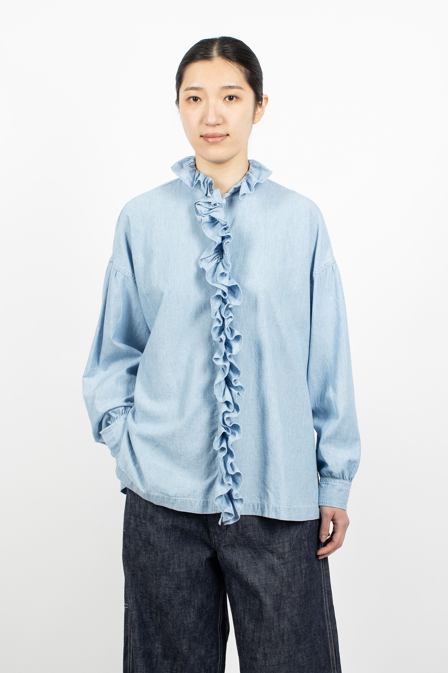 Ruffle Shirt Indigo Blue