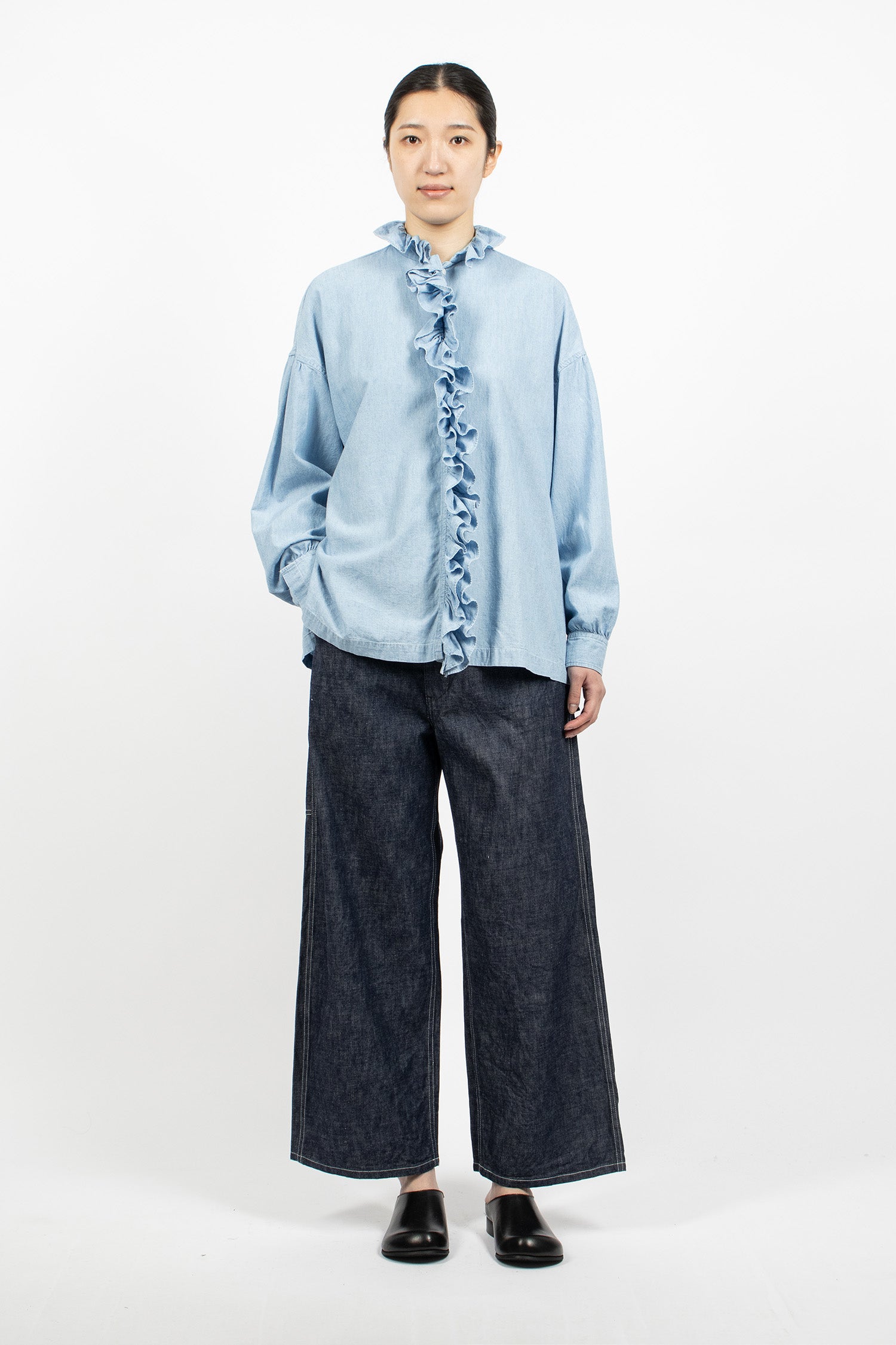 Ruffle Shirt Indigo Blue