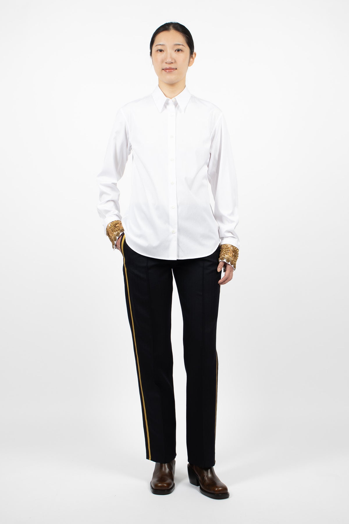 Embroidered Cotton Poplin Shirt White