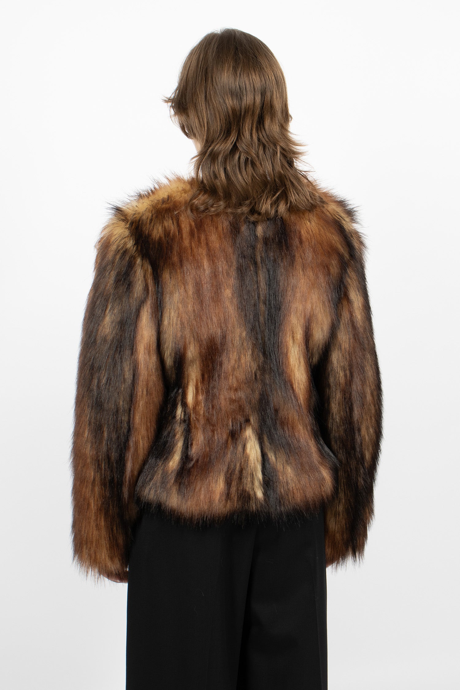 Sculpted Faux Fur Fray Jacket Natural