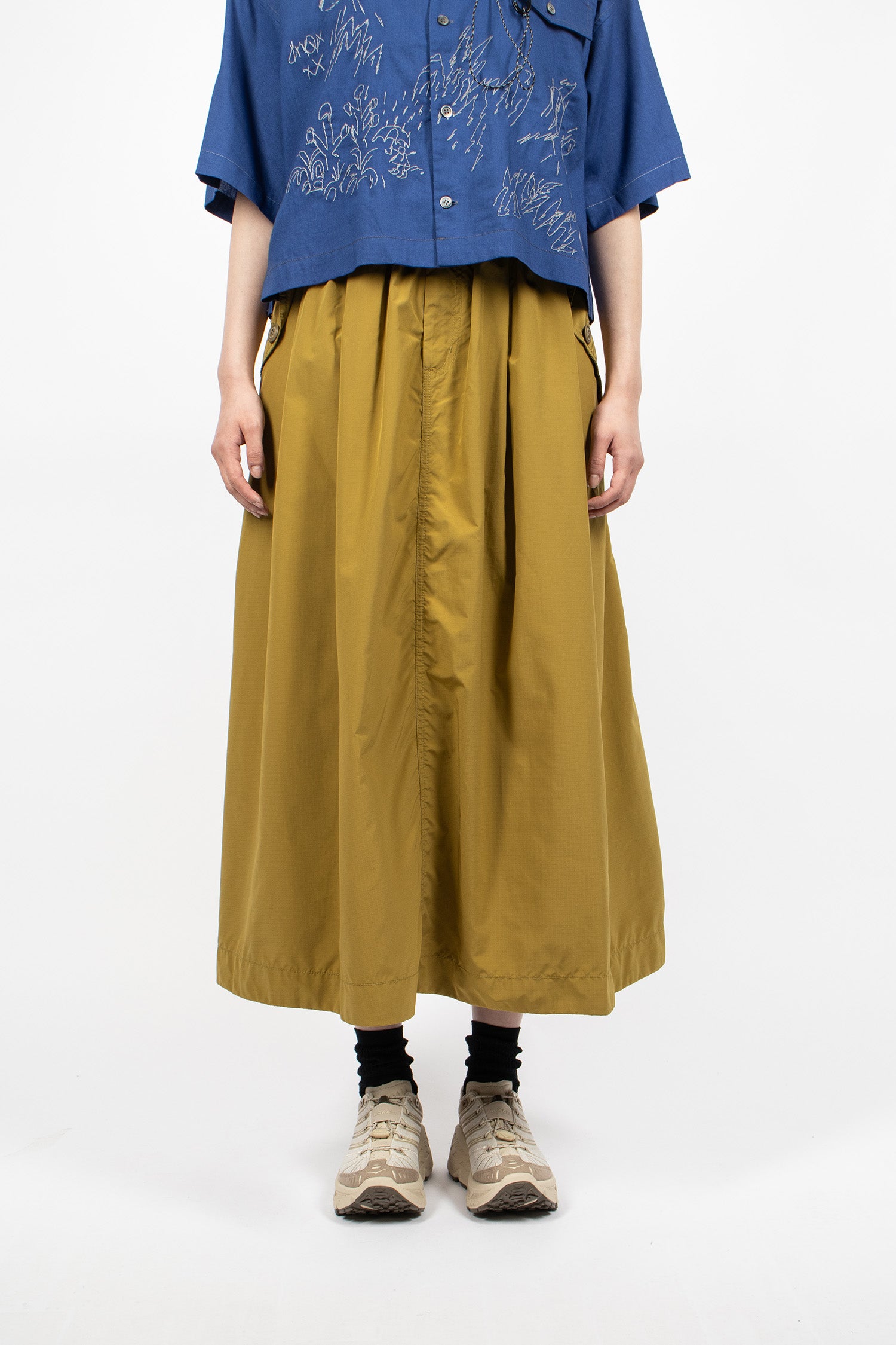 Oversized Cargo Skirt Yellow Olive
