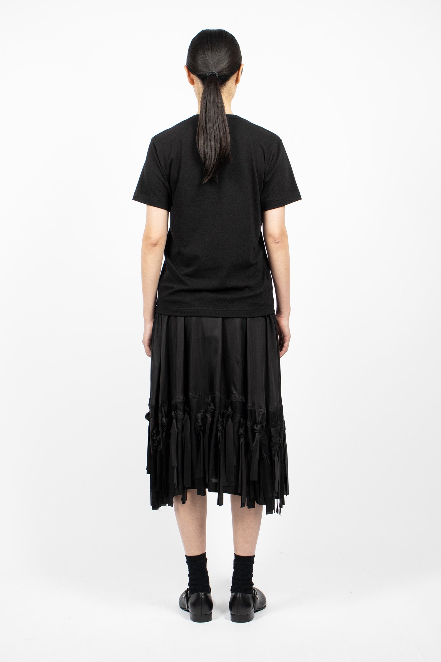 Tassel Satin Skirt Black