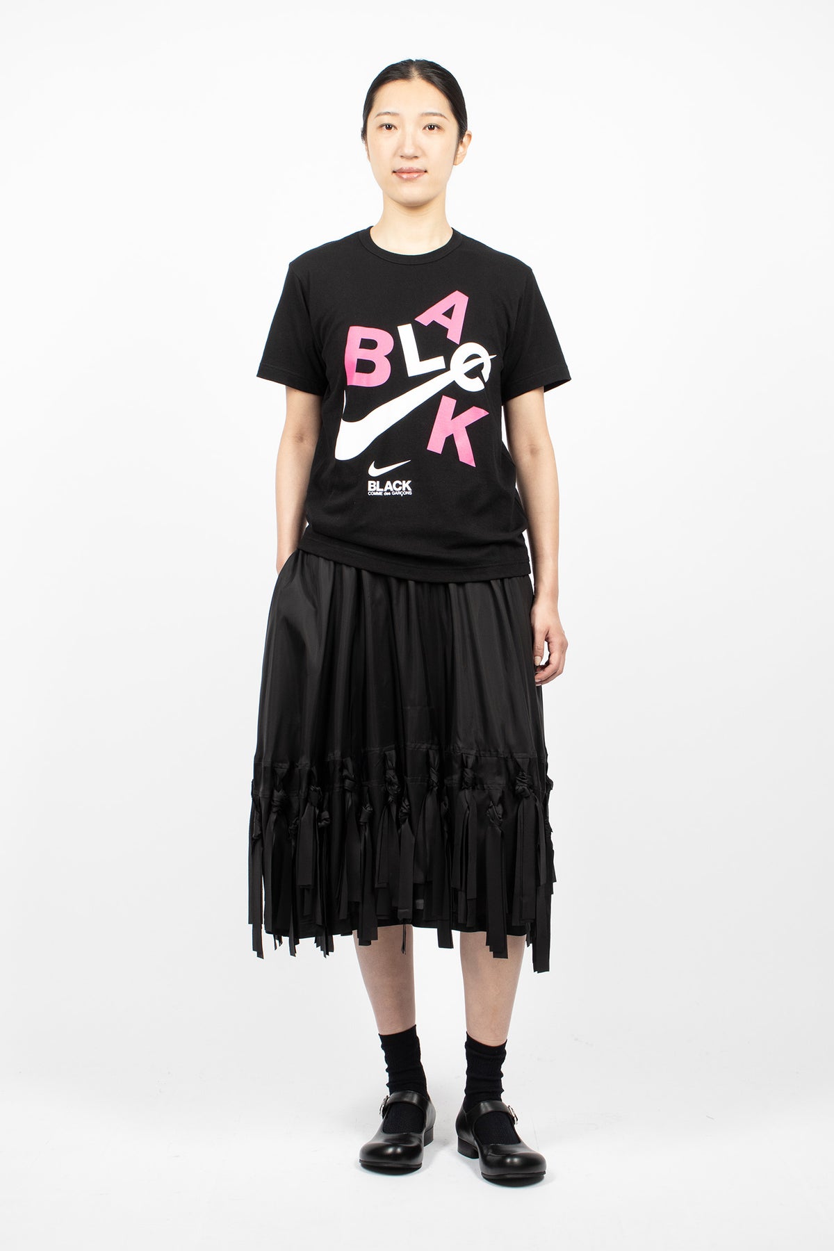 Tassel Satin Skirt Black