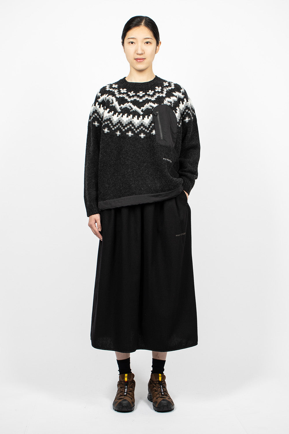 Re Wool Tweed Skirt Black