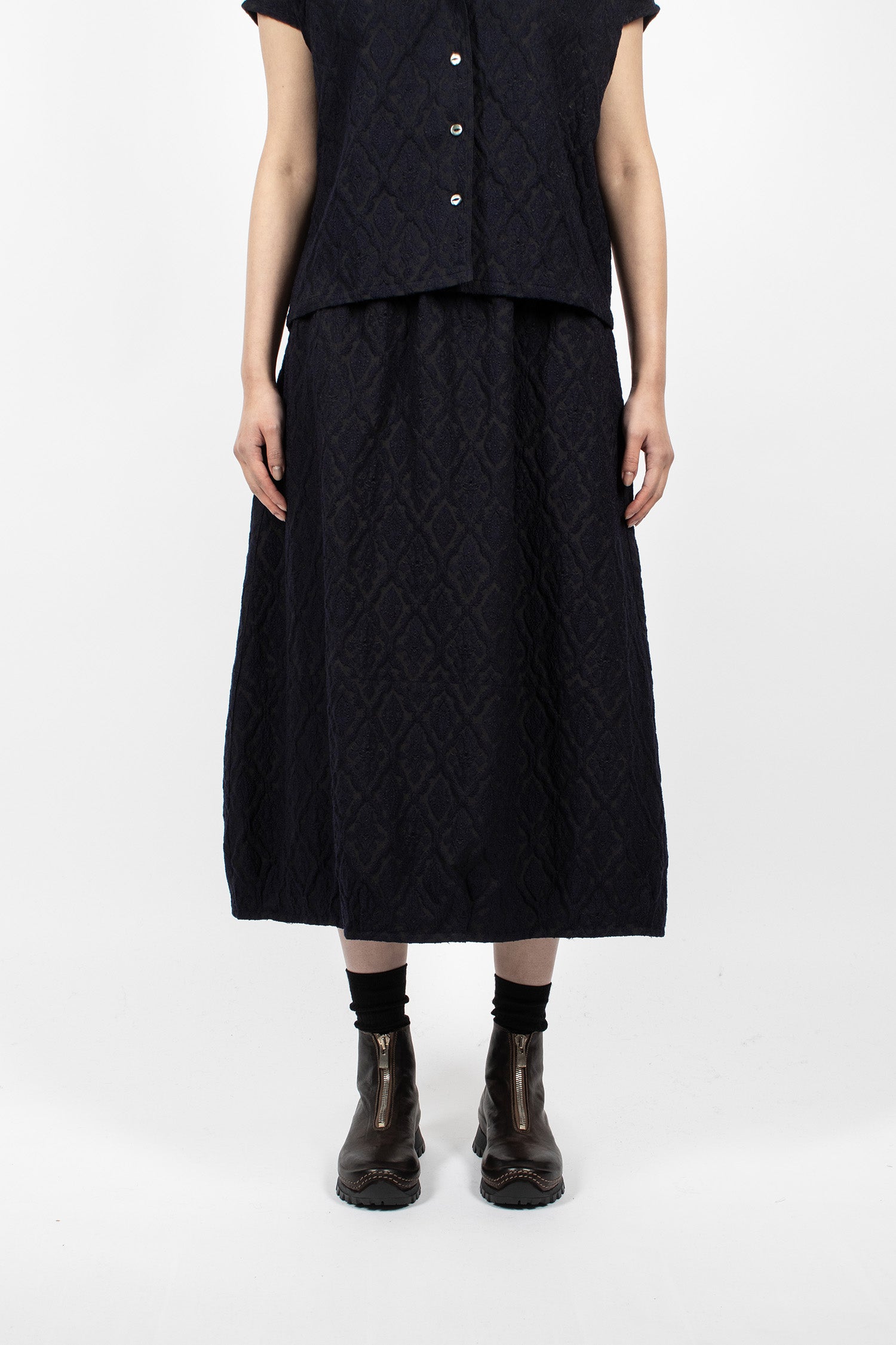 Balloon Skirt Dark Navy/Victorian Jacquard