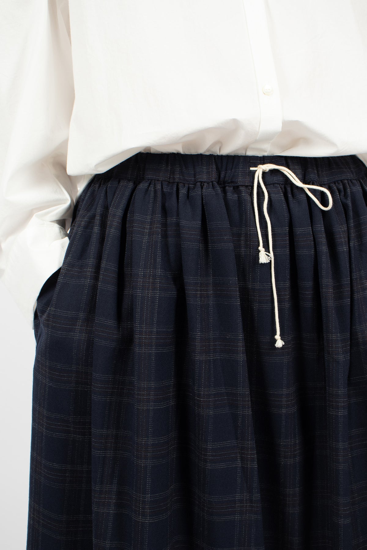 Wide Skirt Navy Check