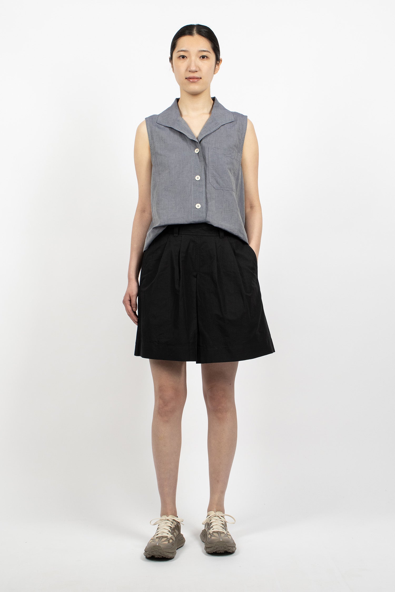 Pleated Shorts Black