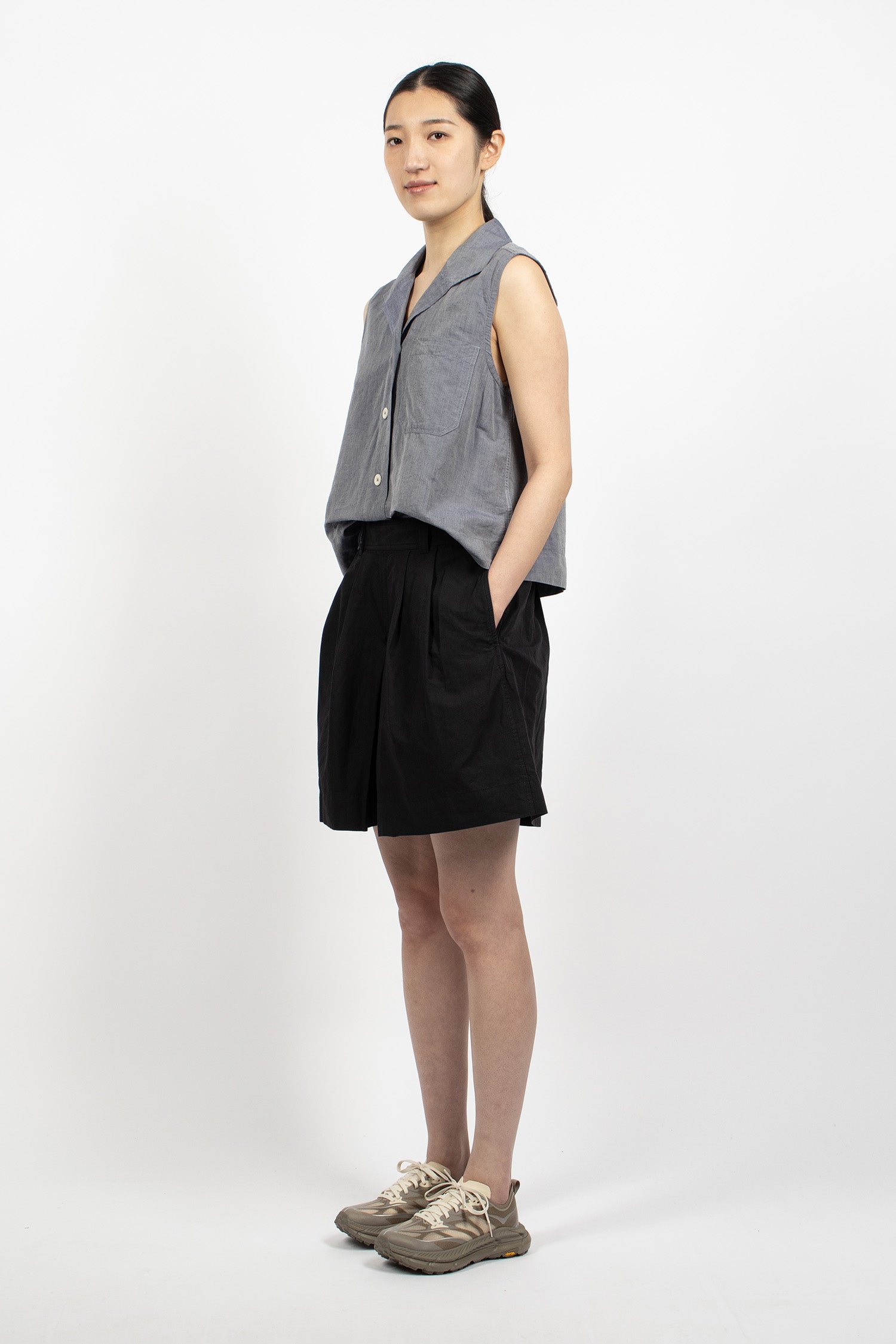 Pleated Shorts Black