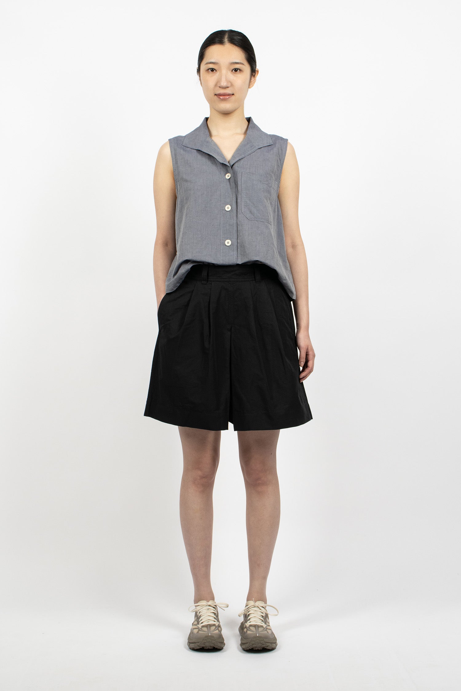 Pleated Shorts Black