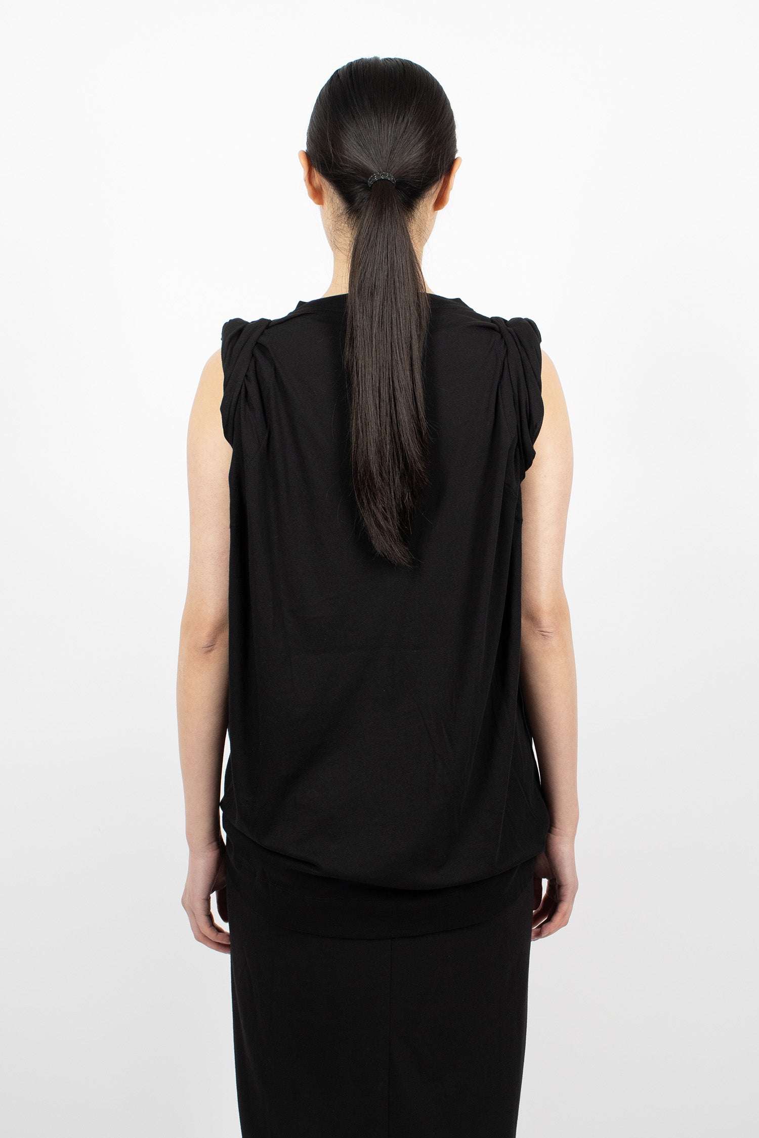 Sleeveless Twisted Jersey T-Shirt Black