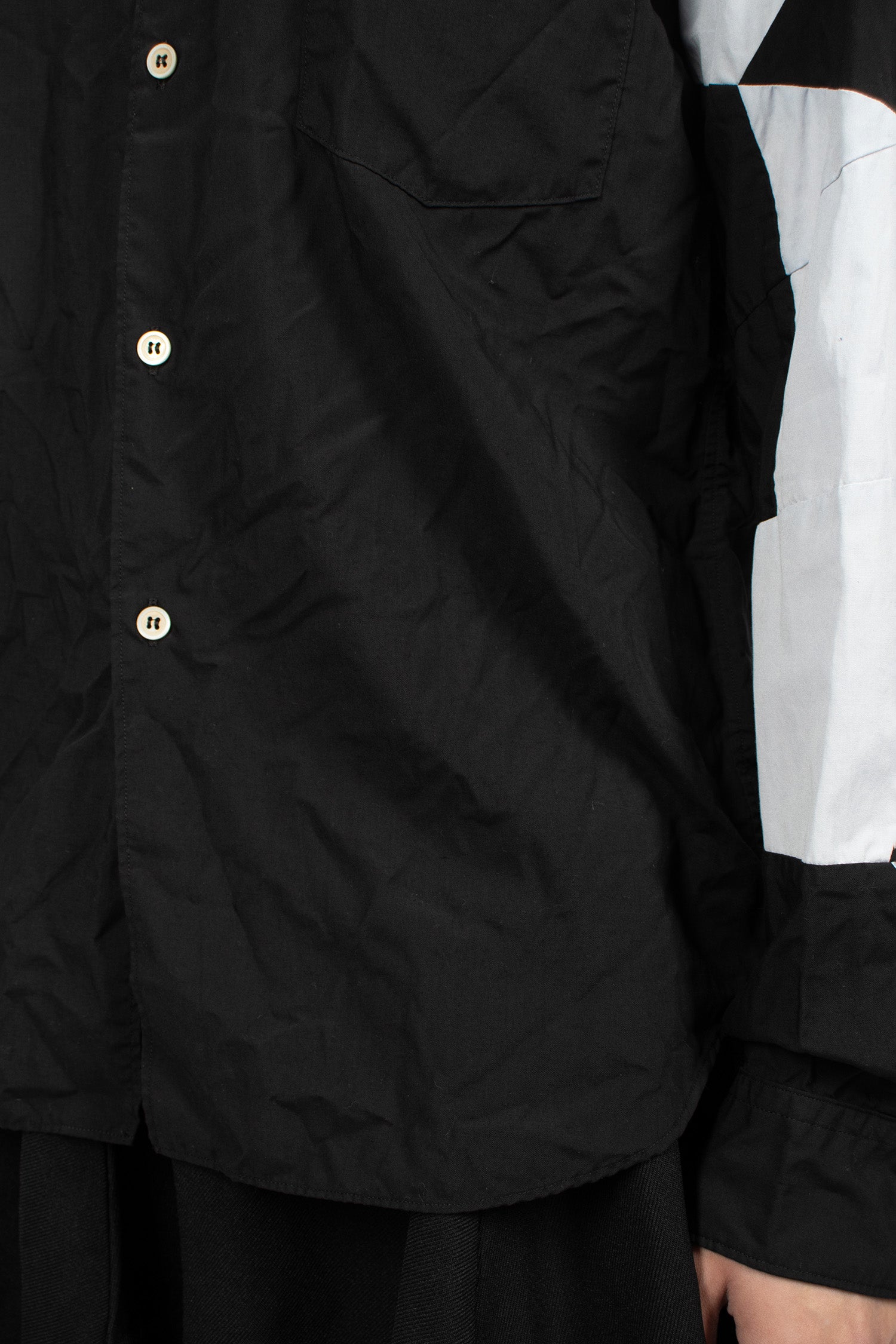 Patchwork Sleeve Shirt Black